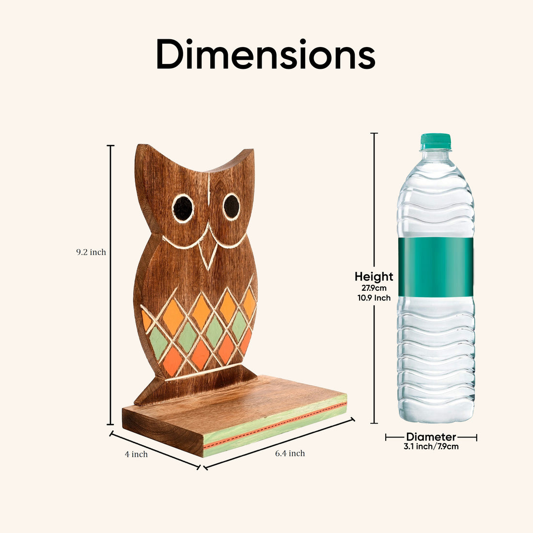 Wall Decor Handcrafted Wooden Tribal Art Owl Shelf (6.5x4x9.2)