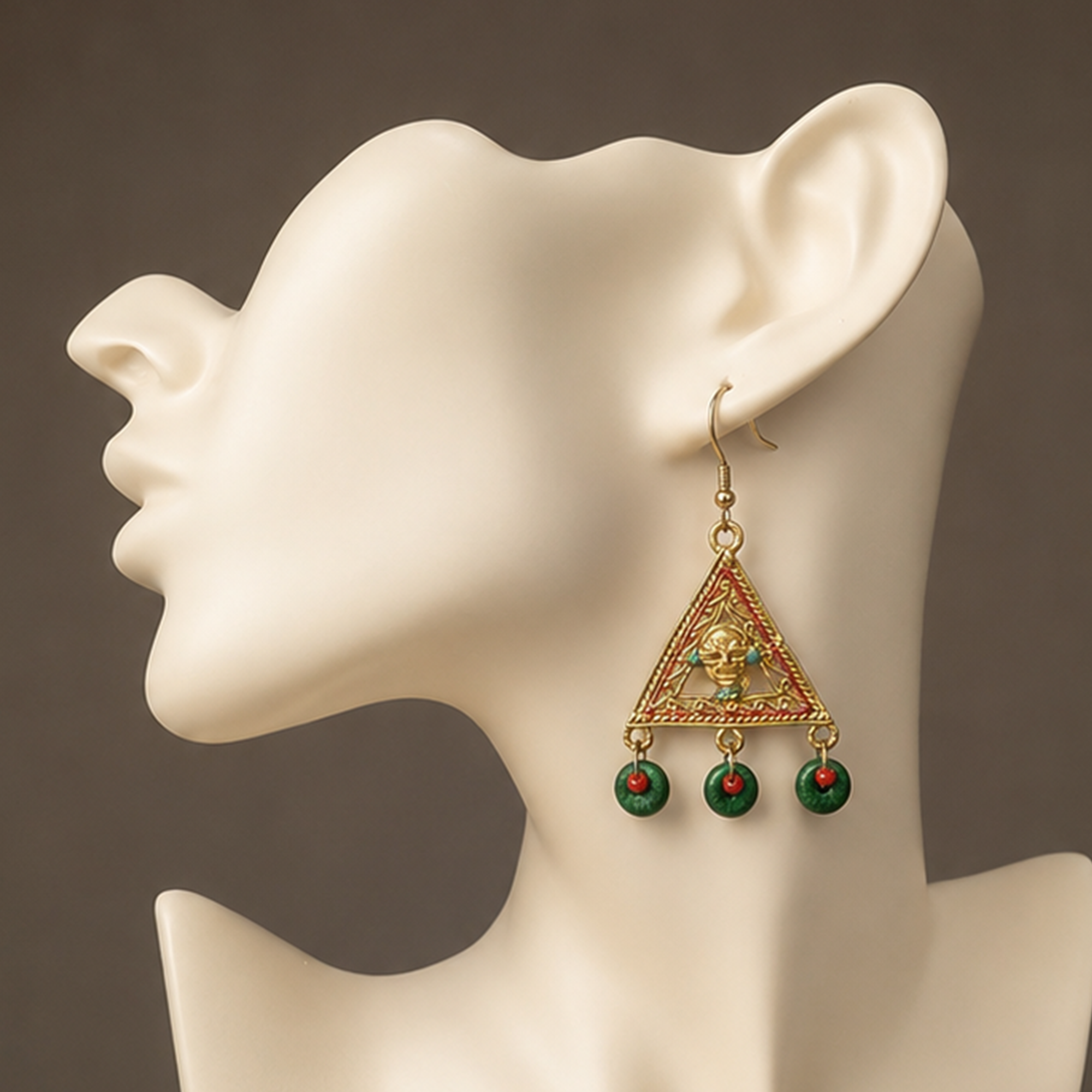 The Trinity Handcrafted Tribal Dhokra Earrings