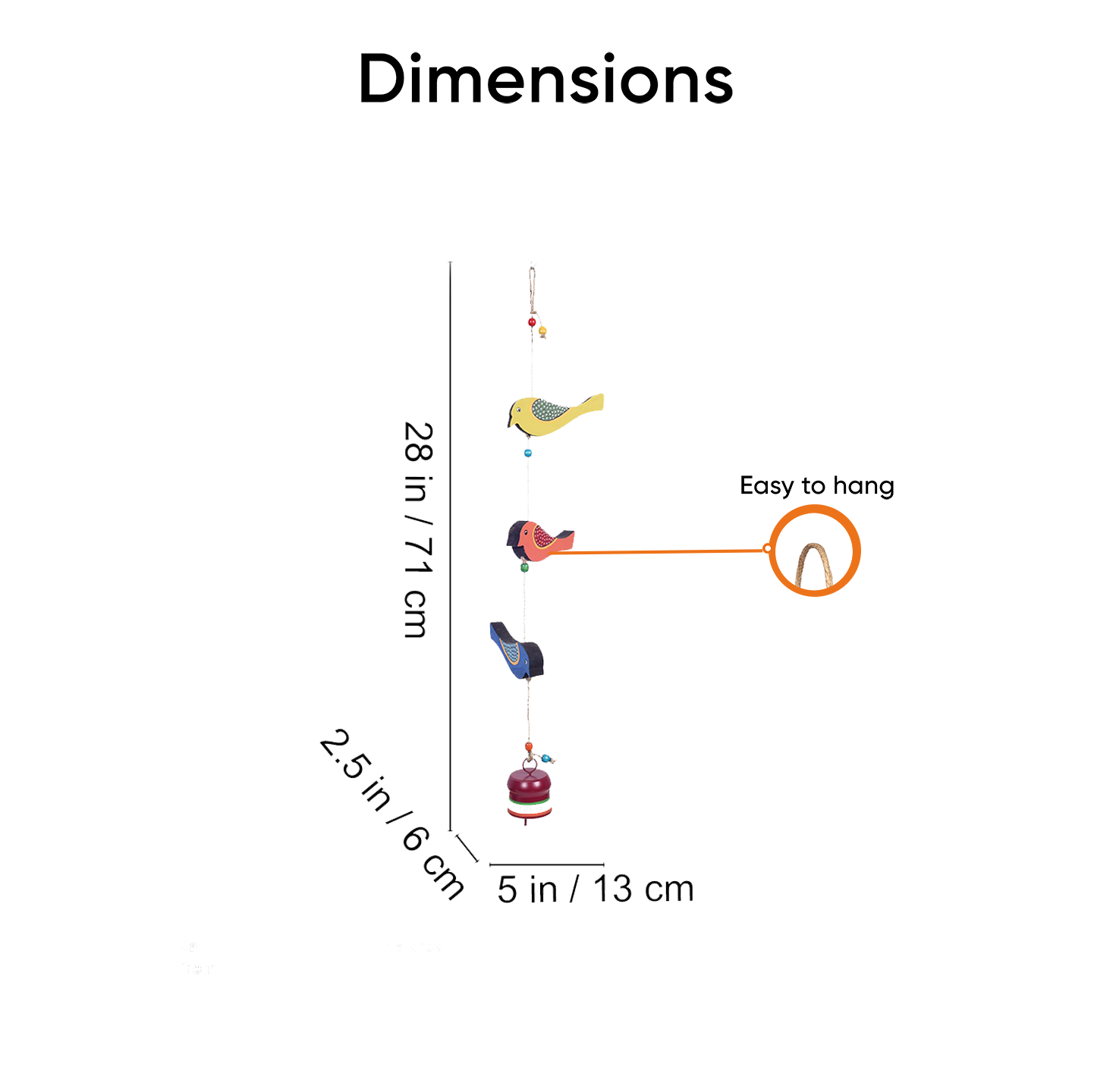 Trinity Of Birds Windchime (5x2.5x28)