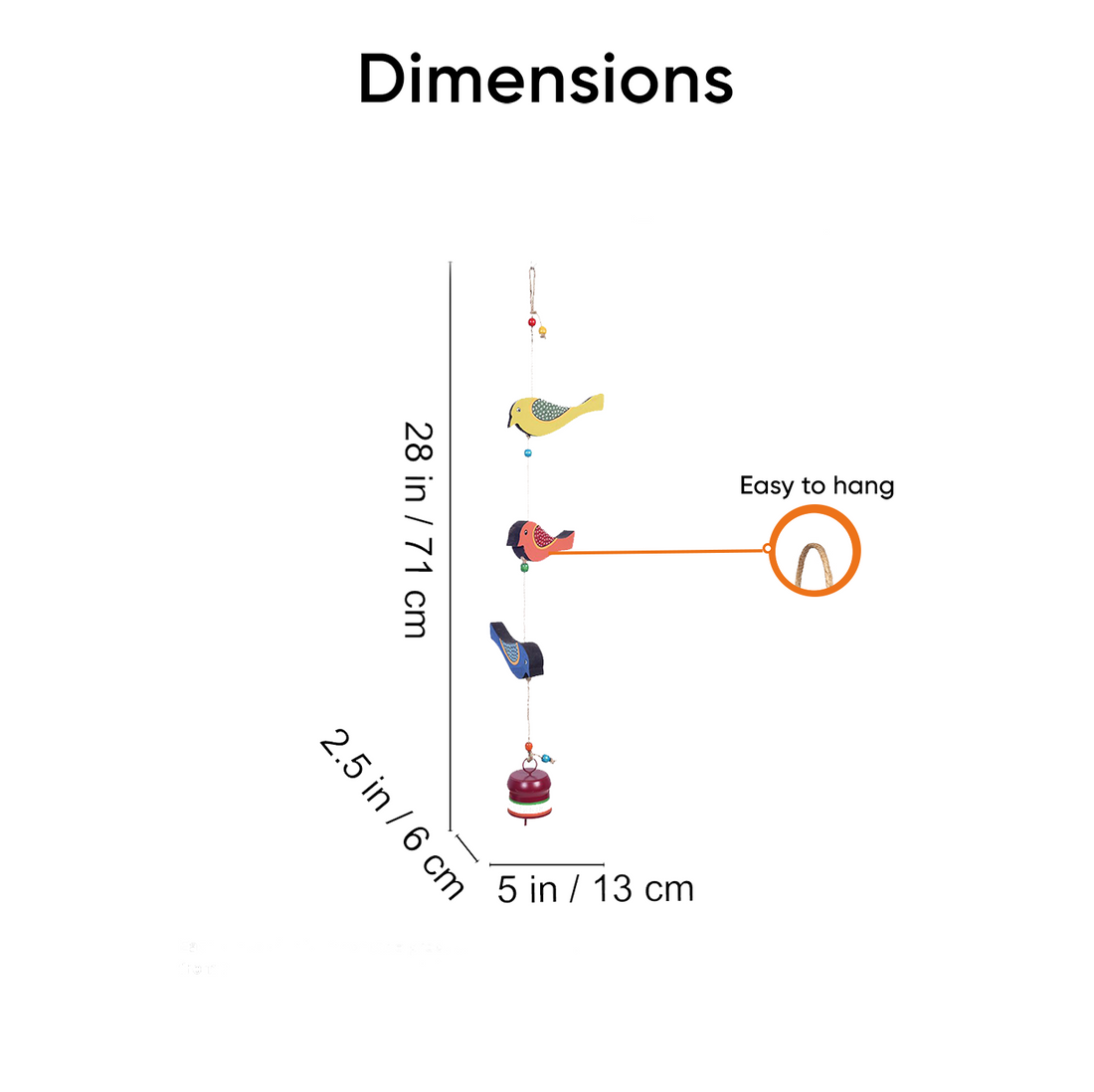 Trinity Of Birds Windchime (5x2.5x28)