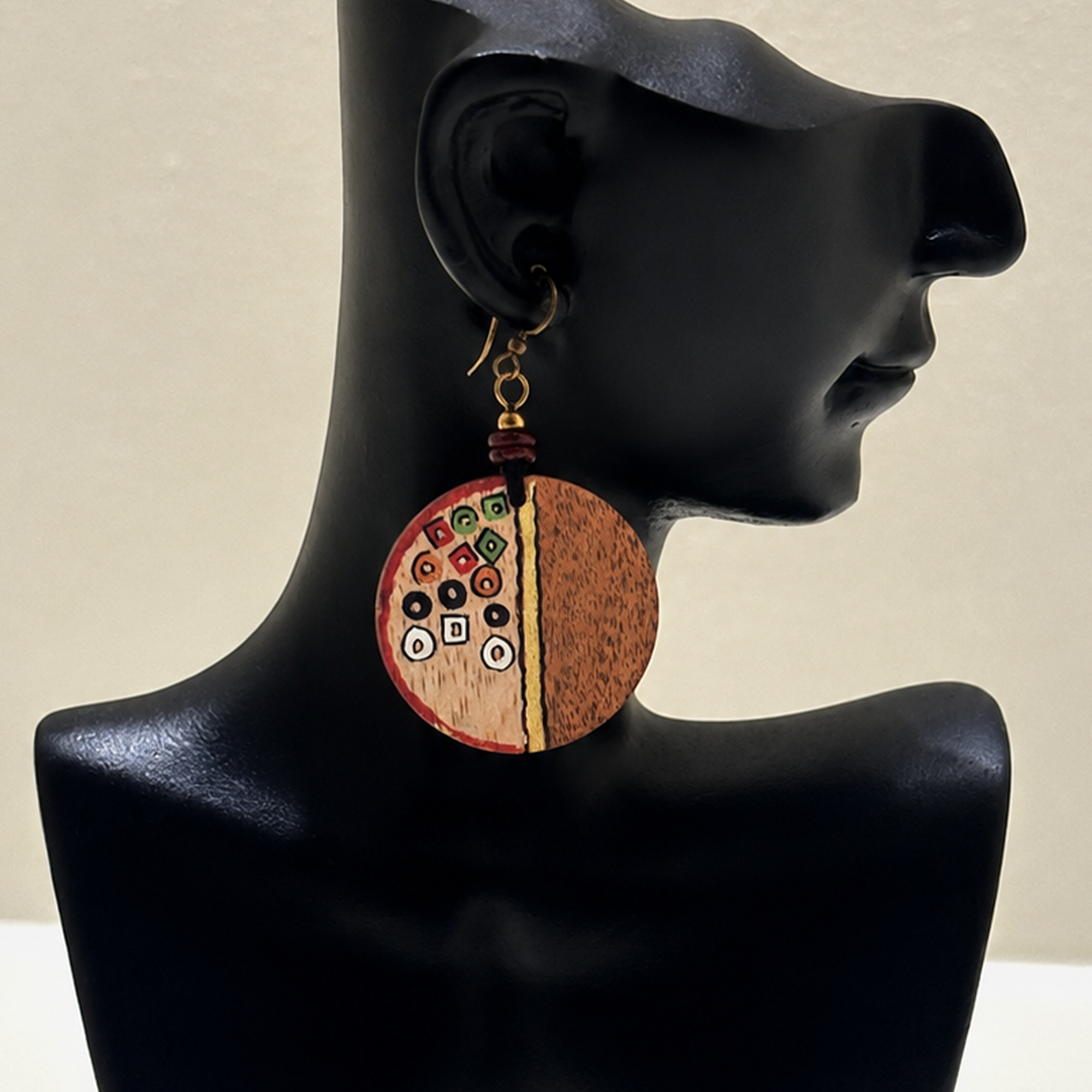 Whimsical Charm: Handcrafted Wooden Earrings with Polka Dot Design