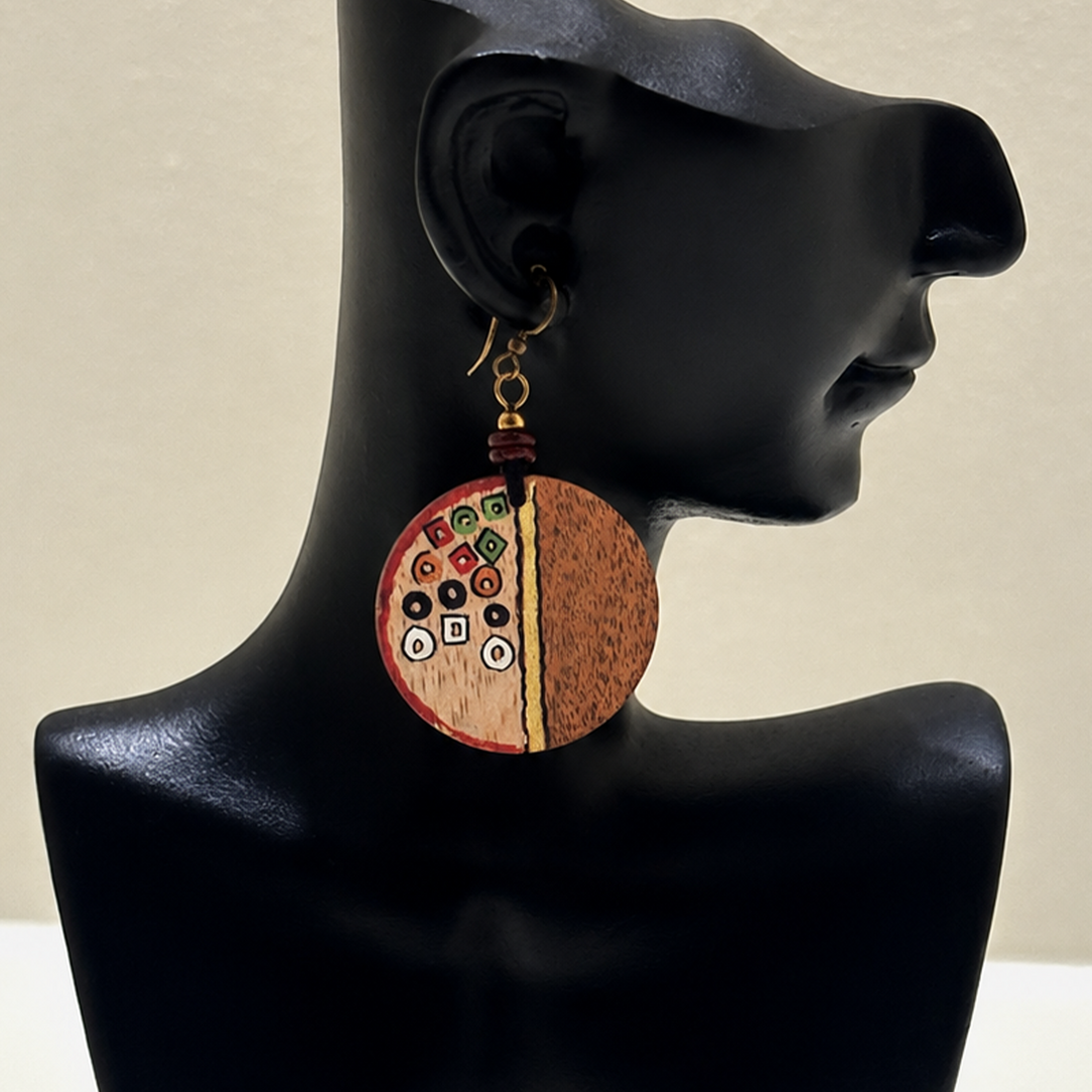 Whimsical Charm: Handcrafted Wooden Earrings with Polka Dot Design