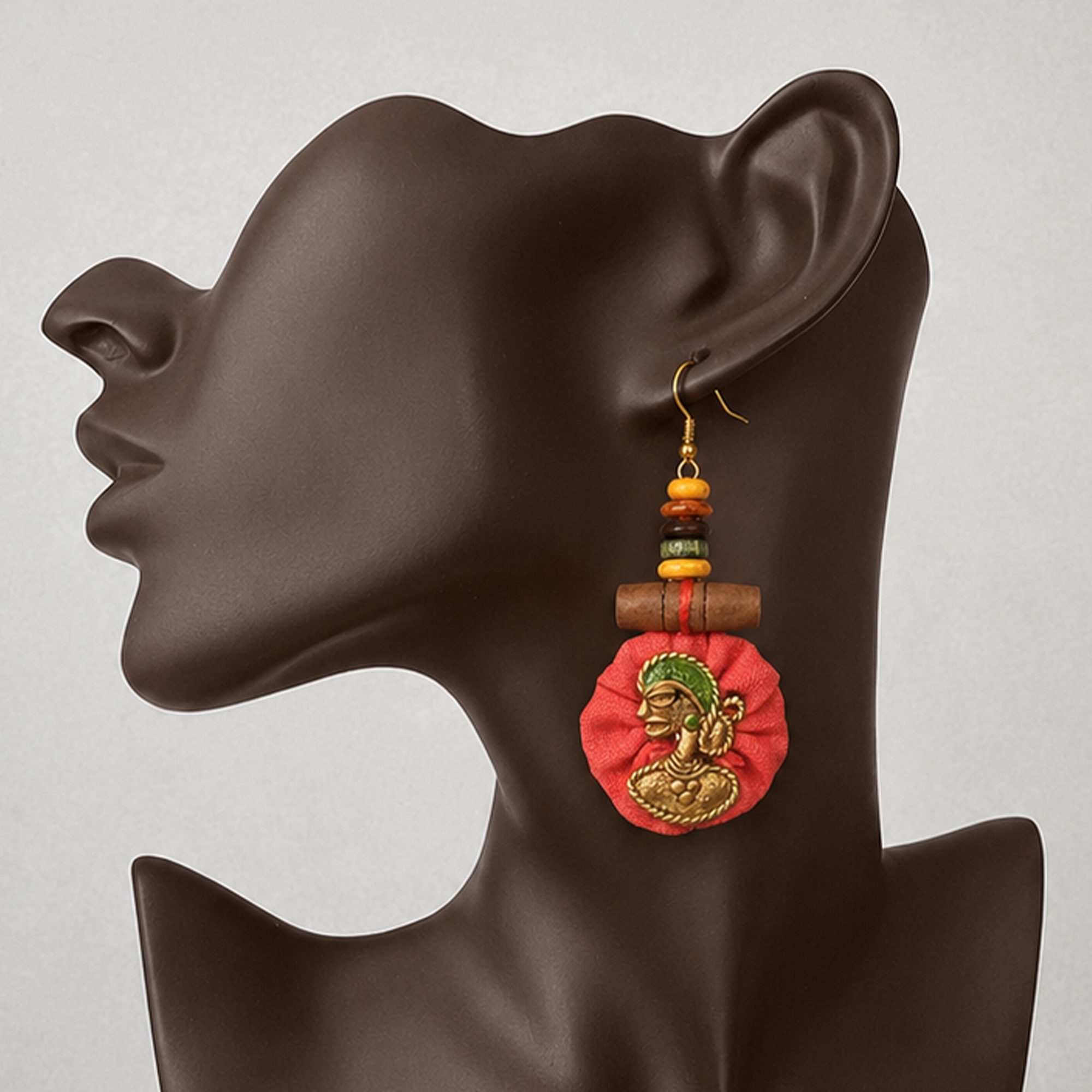 The Royal Empress Handcrafted Tribal Dhokra Round Earrings in Fuscia