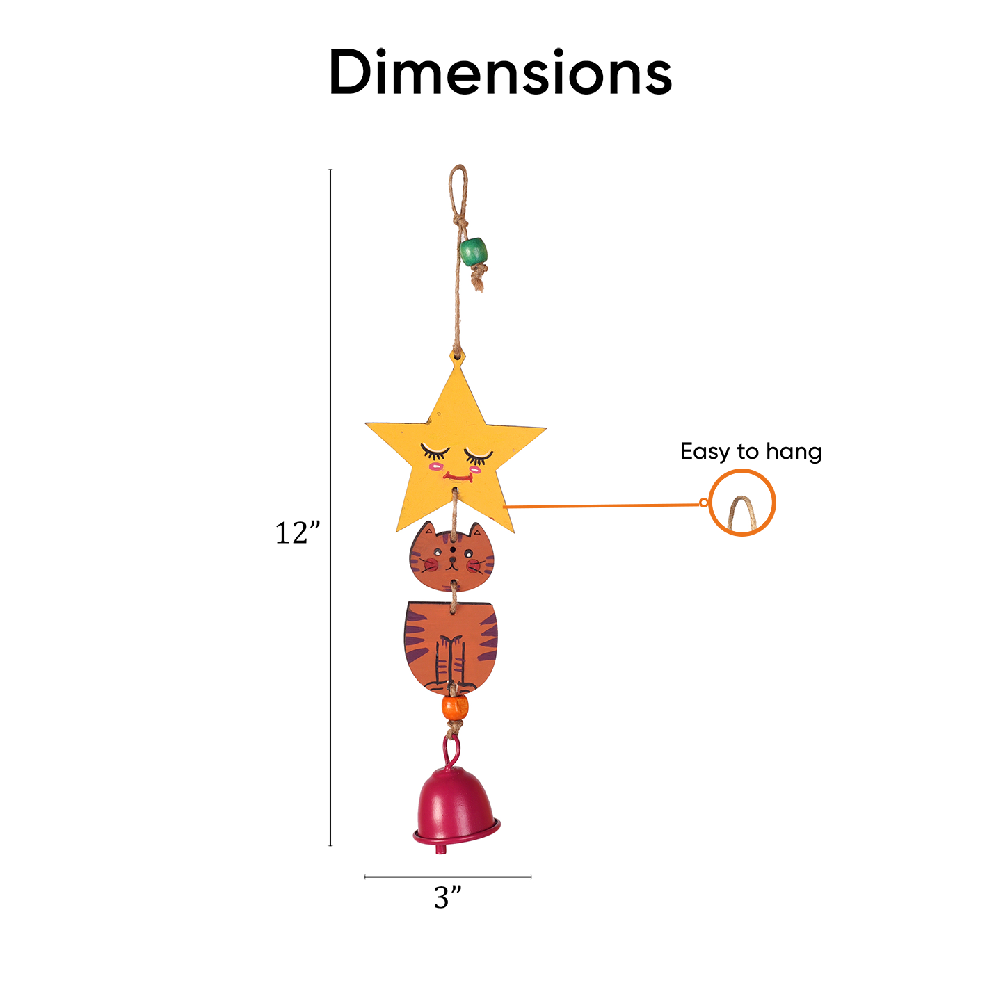 Orange Kitty Wind Chime (12x3)