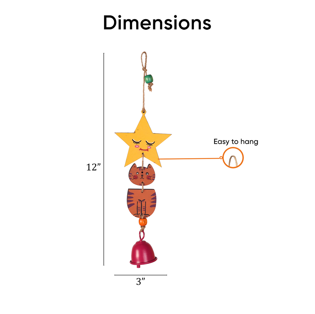 Orange Kitty Wind Chime (12x3)