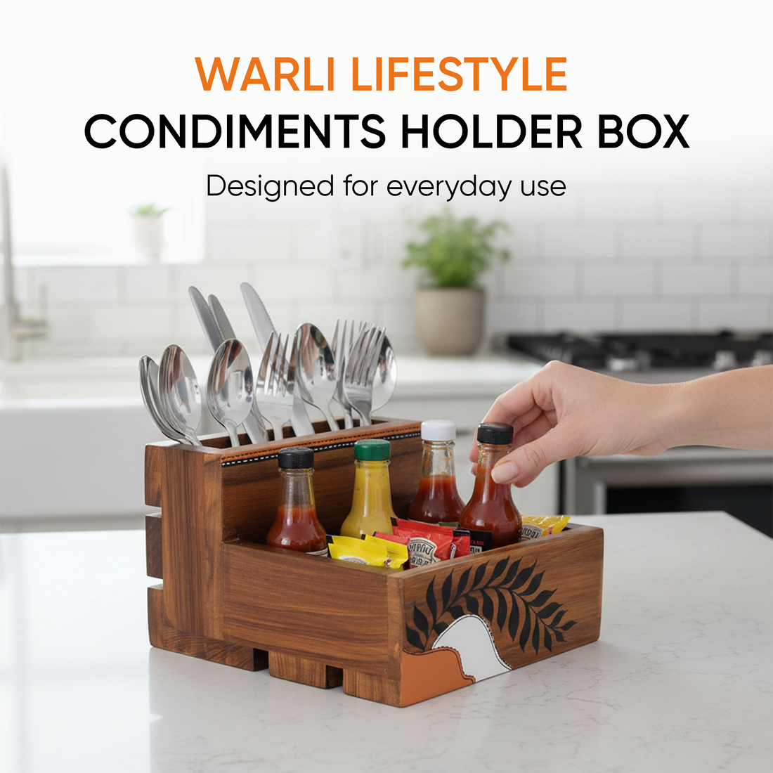Warli Lifestyle Condiments Holder Box (6x6.5x4.5)