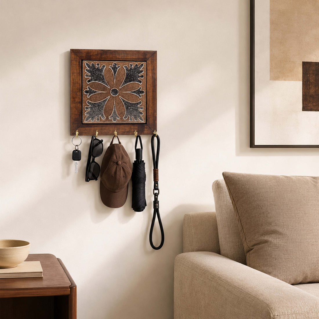 Brown Orchid Handcrafted Key Holder Panel