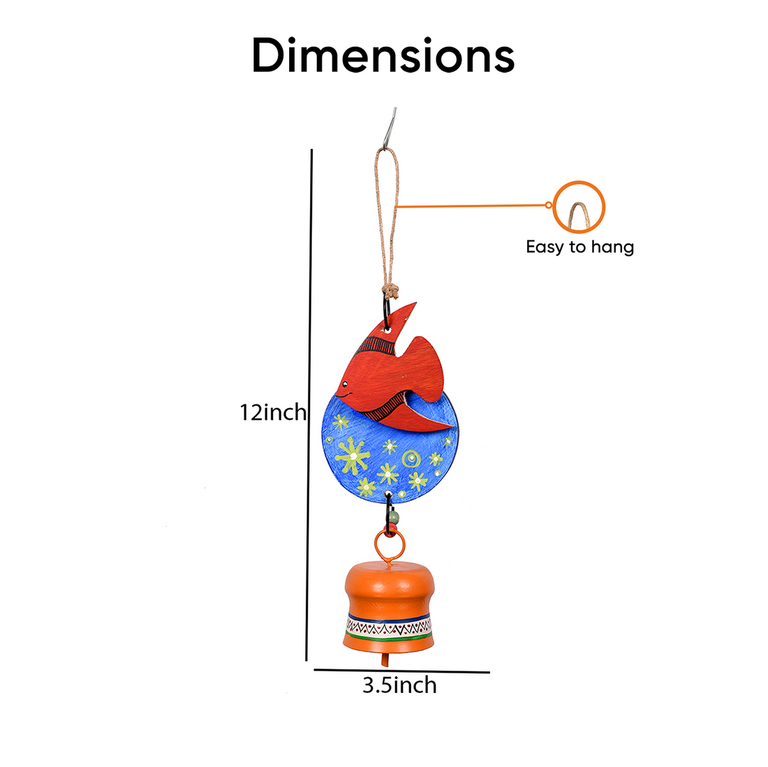Windchime Wooden Fish Small (12x3.5)