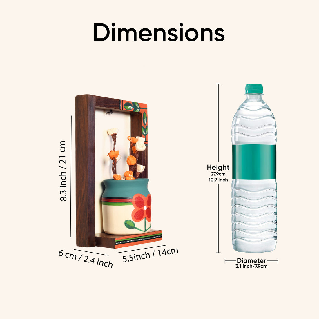 Flora Wall Decor frames with Beautiful handpainted ceramic Pots- So2