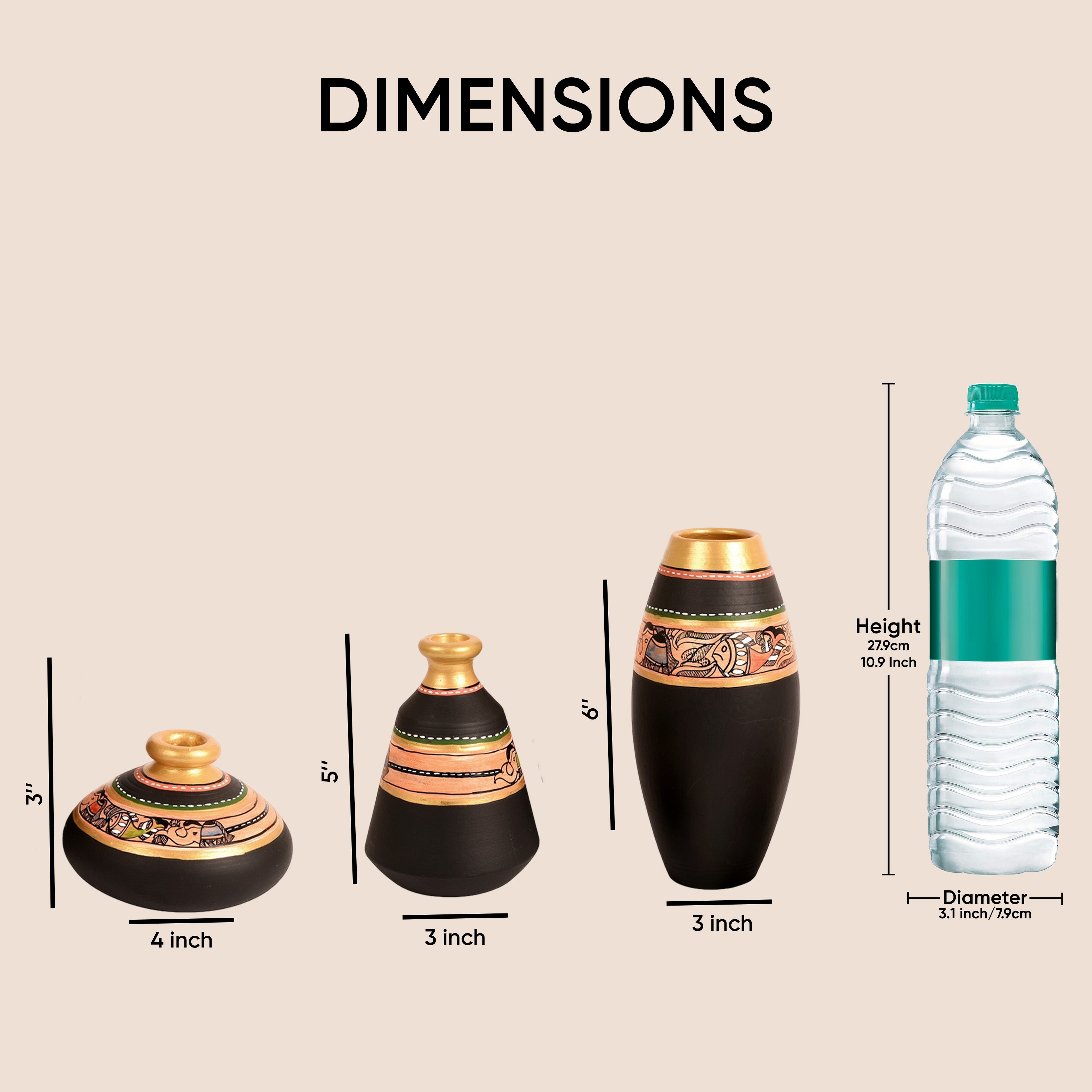 Midnight Terracotta vases (Set of 3)  6/5/3