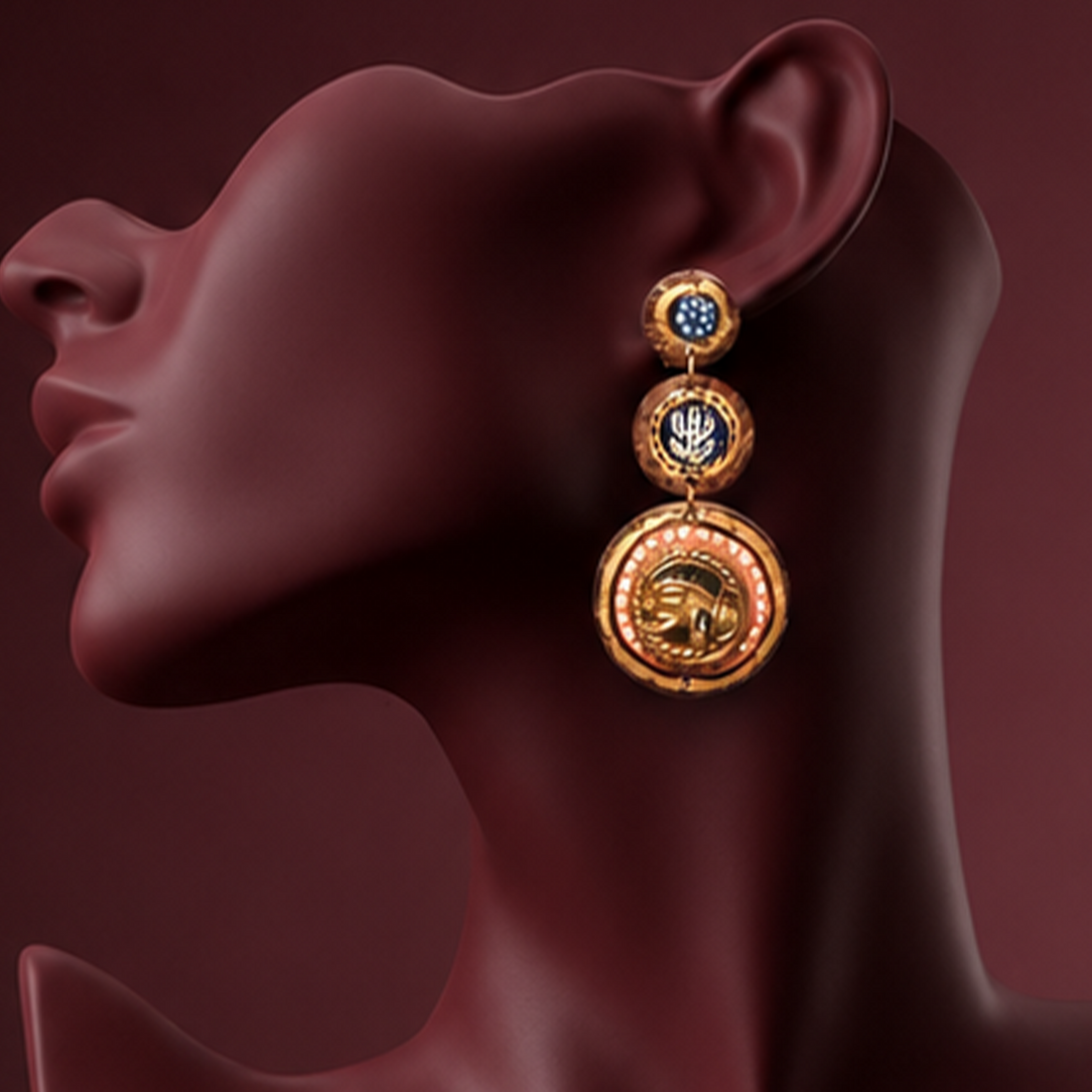Tribal Drops Handcrafted Dhokra Earrings ini wood
