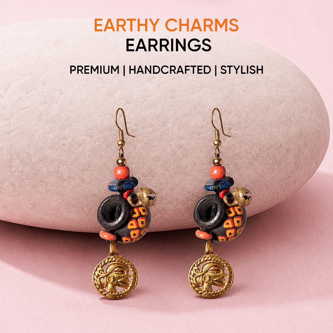 Earthy Pottery Charms Ethnic Earrings