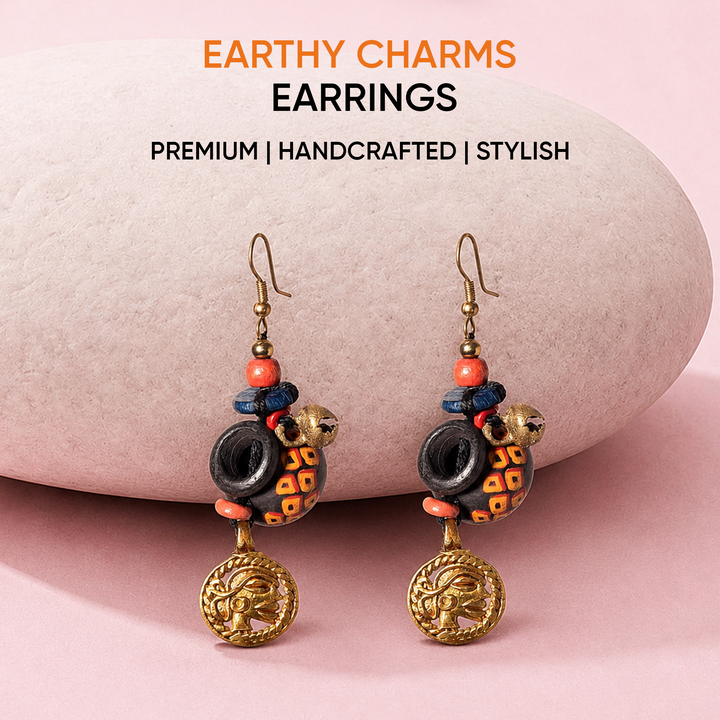 Earthy Pottery Charms Ethnic Earrings