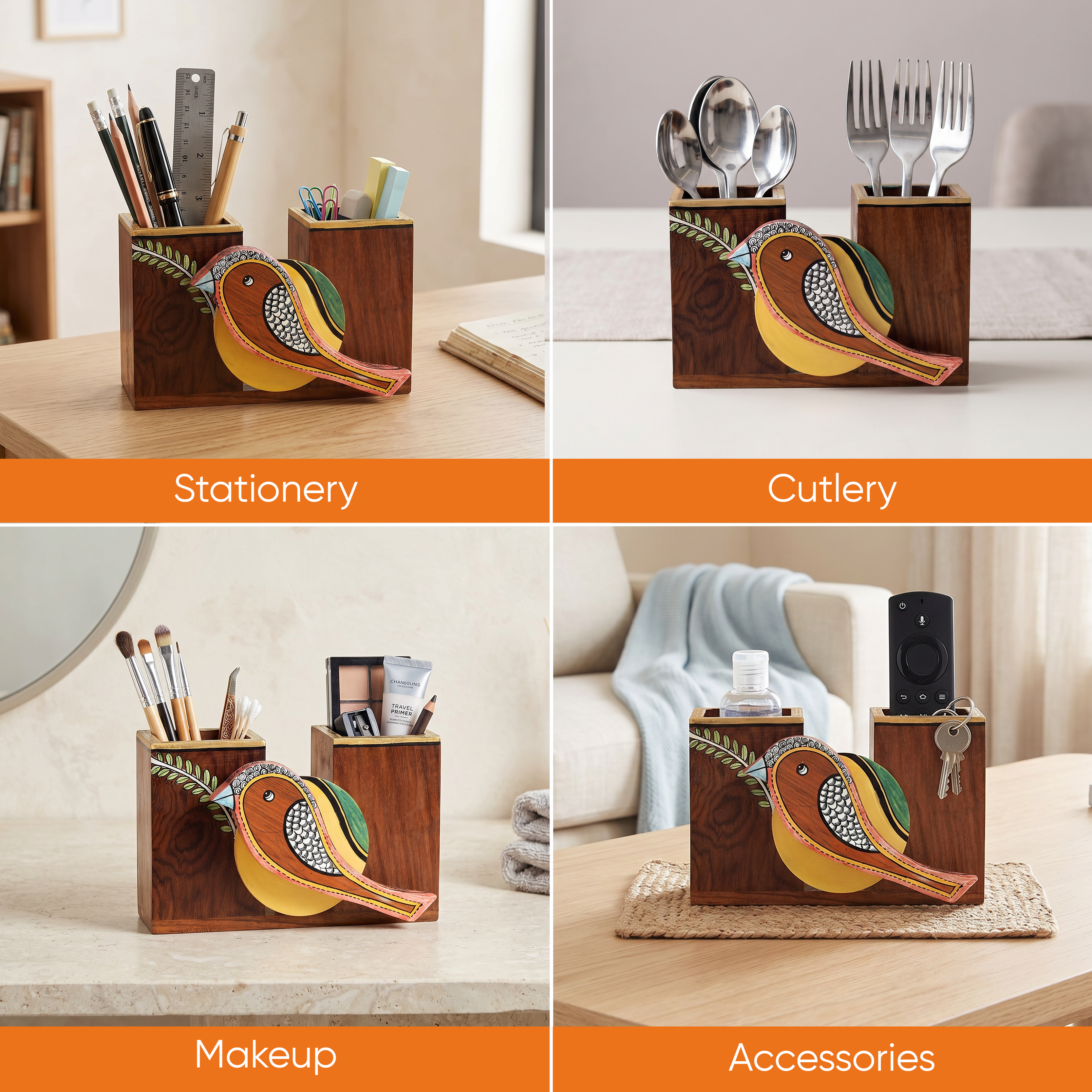 Pihu Cutlery Holder with beautiful Sparrow Motif
