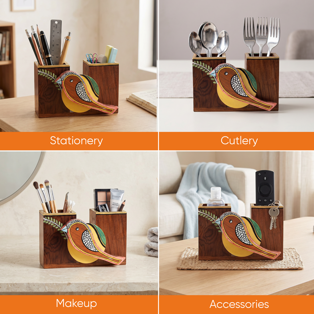 Pihu Cutlery Holder with beautiful Sparrow Motif