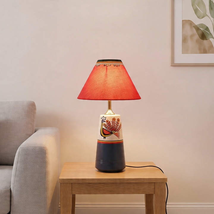 Dancing Peacock Pyramid Table Lamp