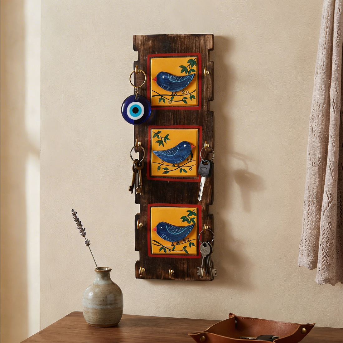 Love Birds Key Holder with 9 Key Hangers (5x.5x15)