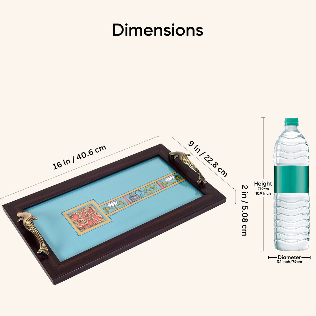 Periwinkle elephant serving tray (16x9x2)