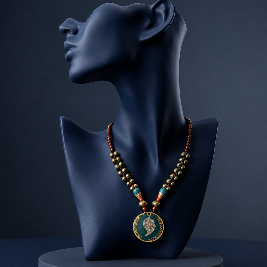 Verdant Leaf Brass Necklace