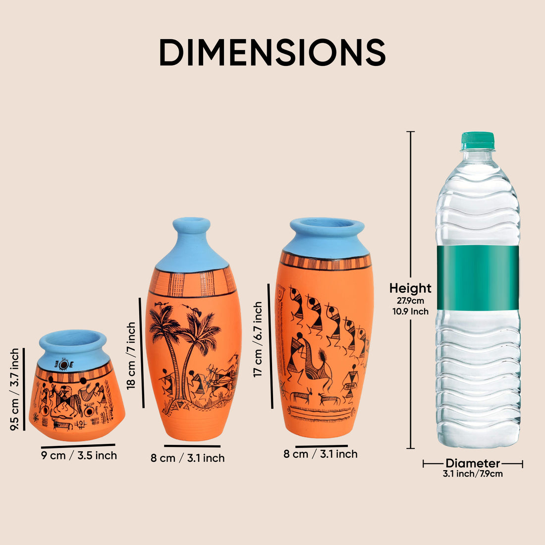 Desert Safari Terracotta Vase (Set of 3)