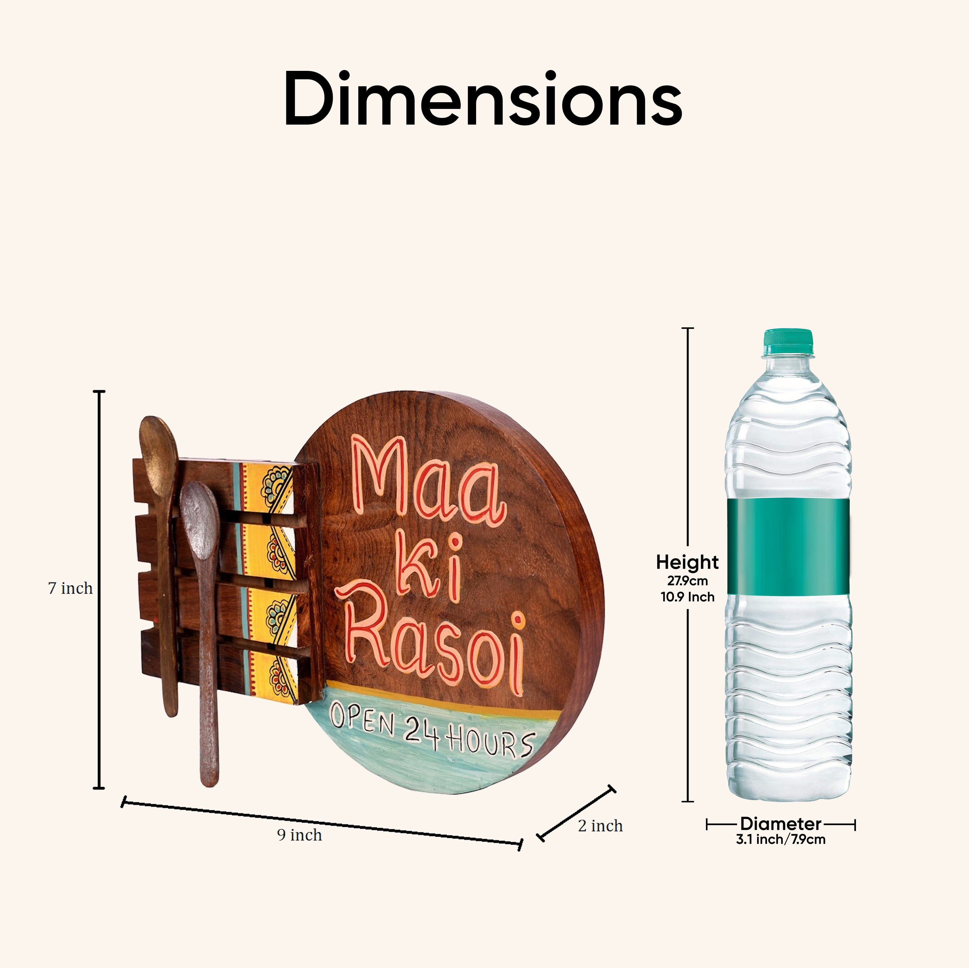 Kitchen Decor "Maa ki Rasoi" Handcrafted in Wood (9x2x7)