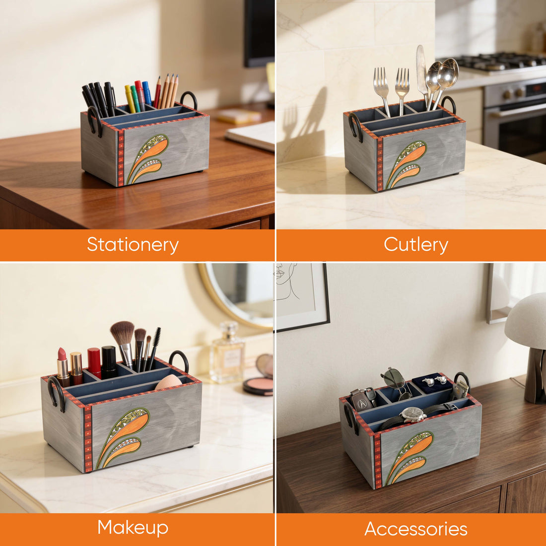 Handcrafted Cloud Cutlery Organizer (L)