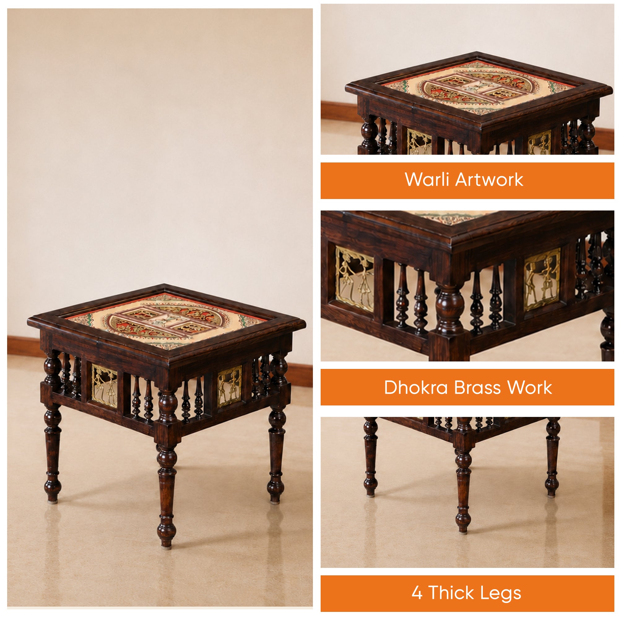Soho Bedside Table in Teakwood with Walnut Finish (18x18x18)