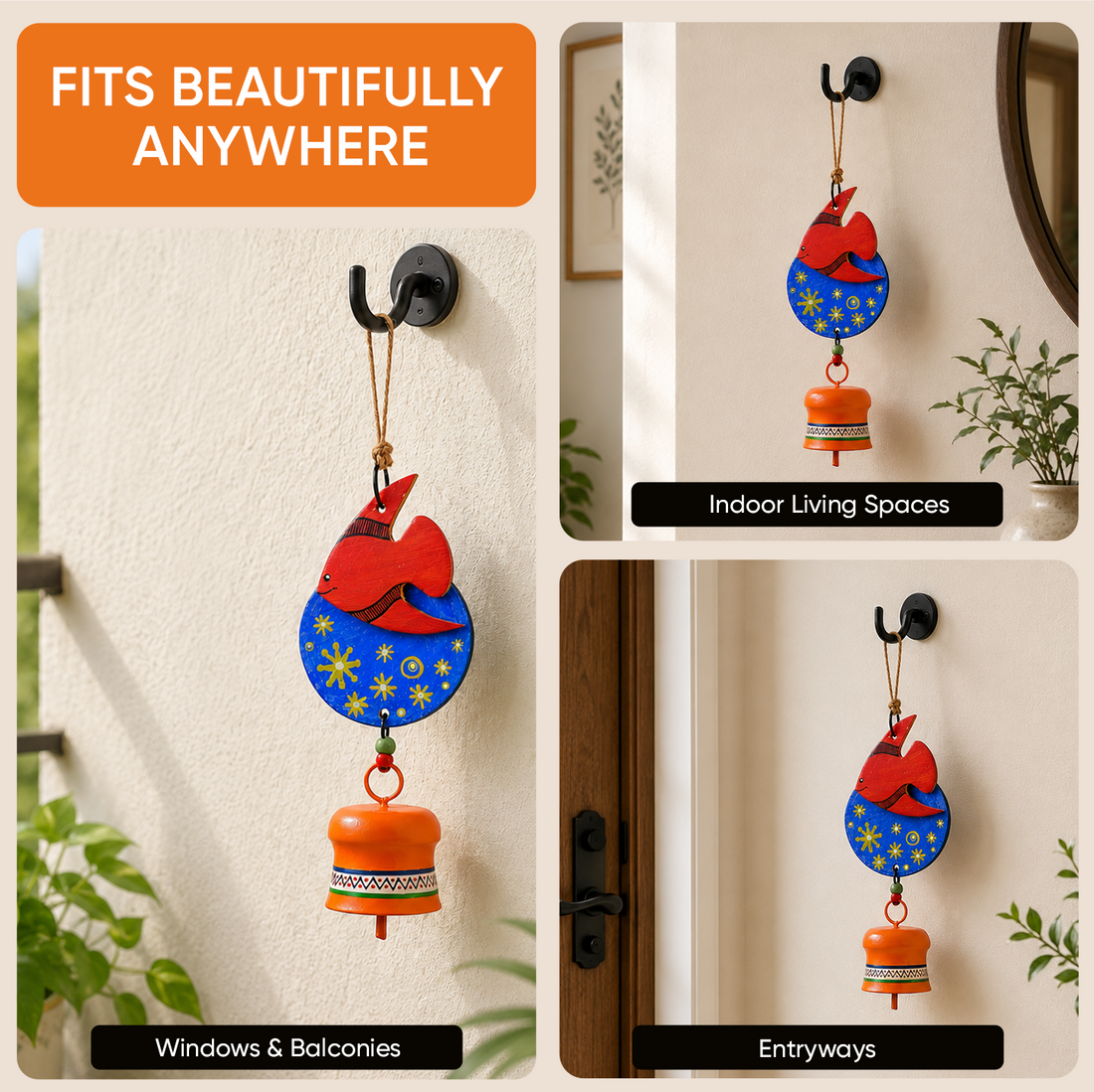 Windchime Wooden Fish Small (12x3.5)