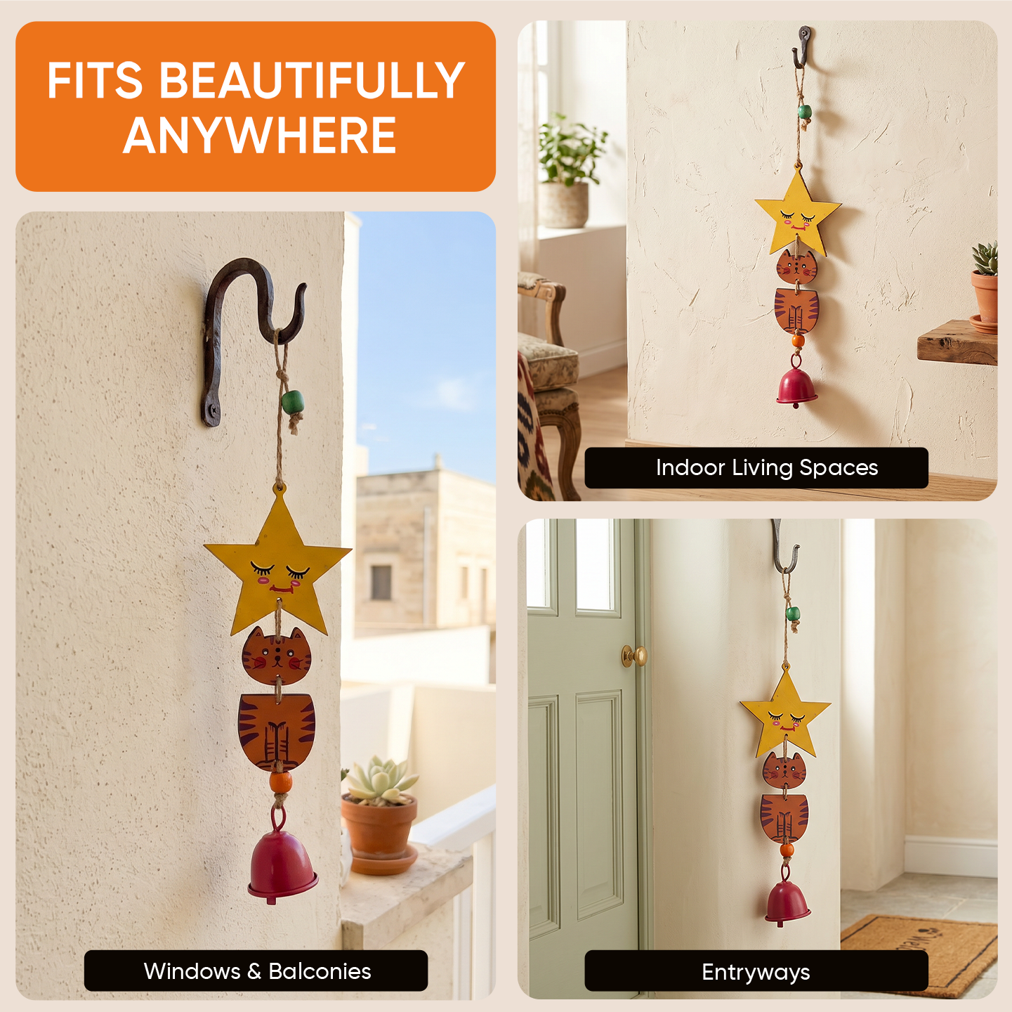 Orange Kitty Wind Chime (12x3)