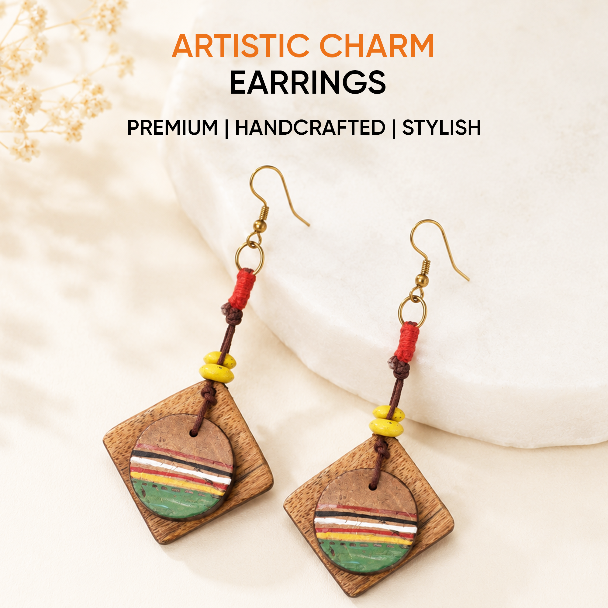 Artistic Charm: Handcrafted Wooden Earrings