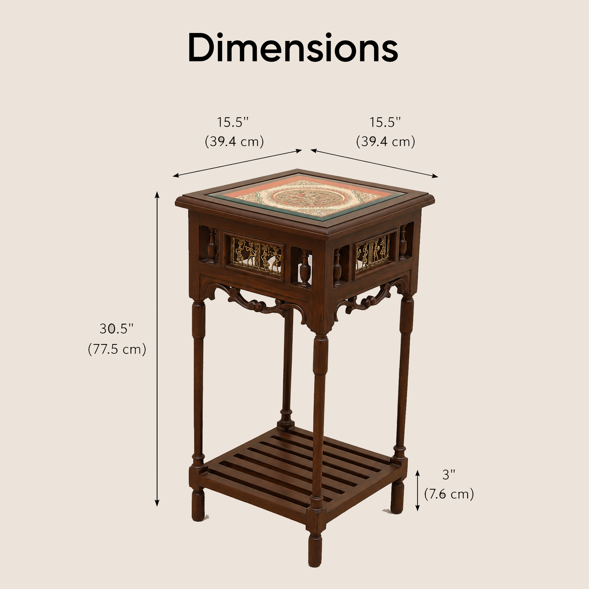 Onyx End Table in Teakwood with Walnut Finish (15.5x15.5x30)