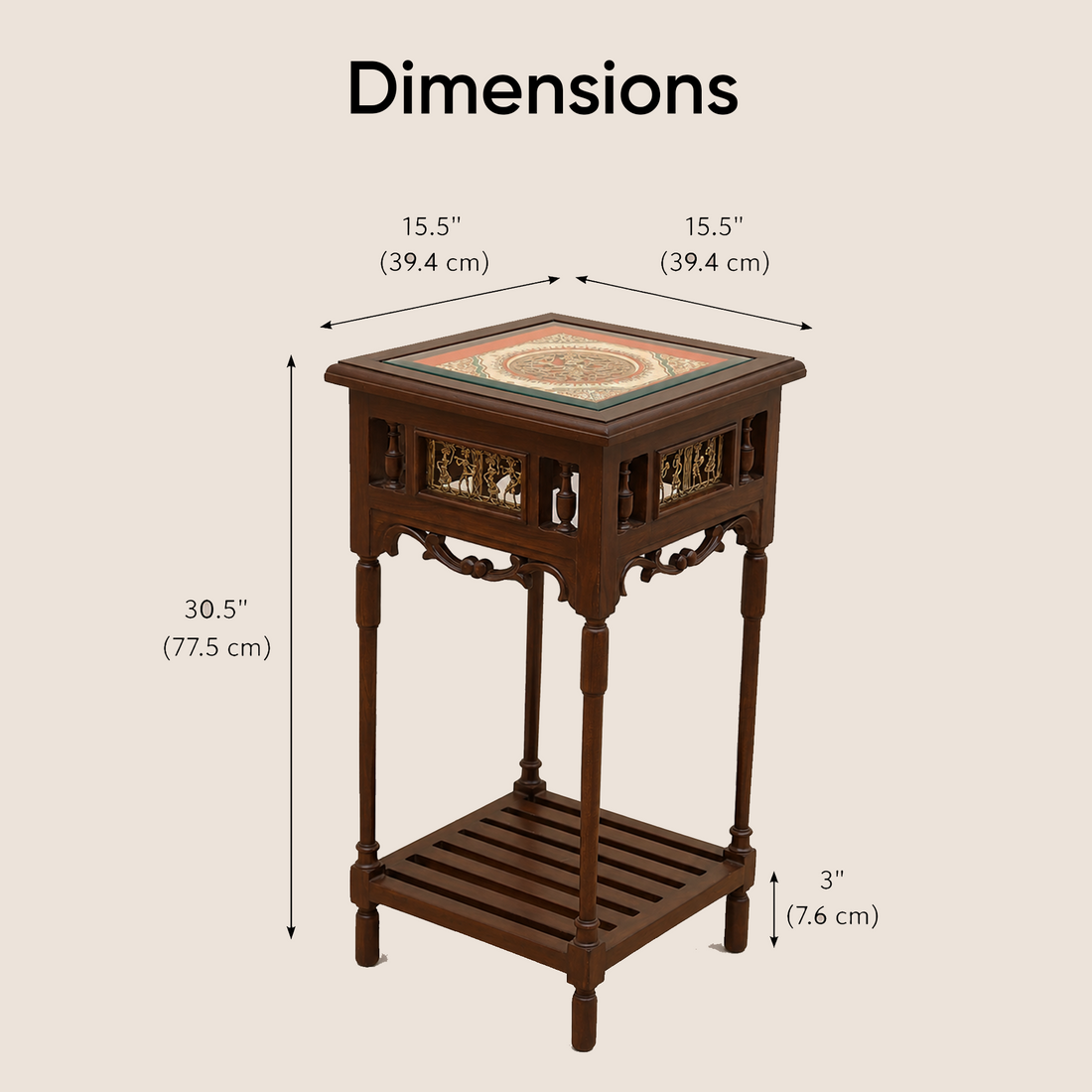 Onyx End Table in Teakwood with Walnut Finish (15.5x15.5x30)