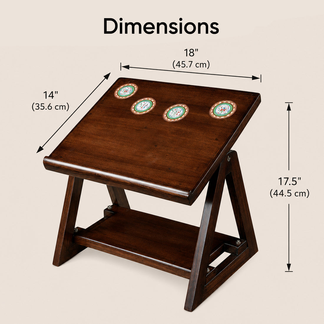 Marigold End Table for Laptop in Teakwood with Walnut Matte Finish (18x14x15)
