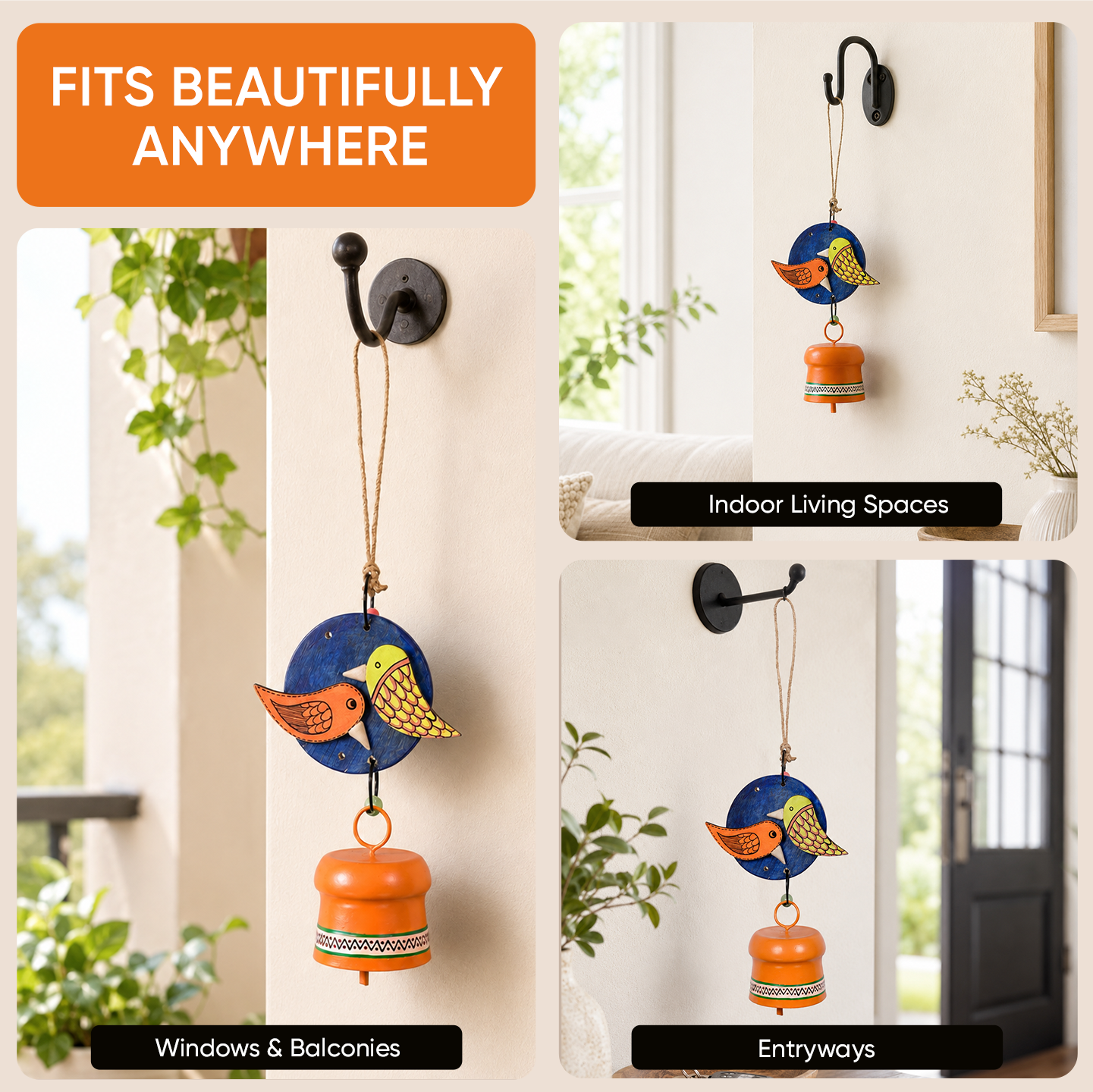 Windchime Wooden Bird Small (11x4)