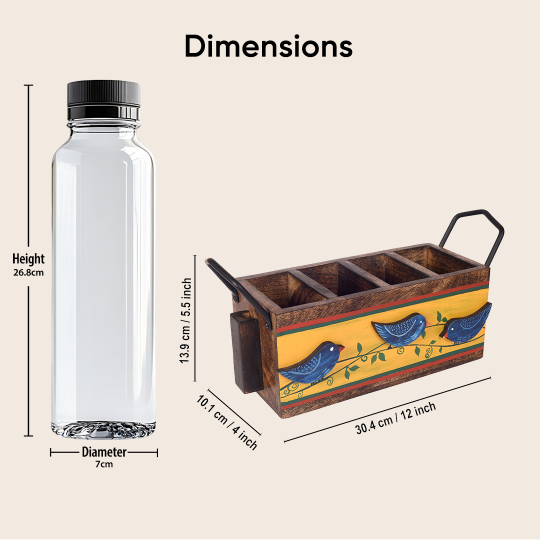 Love Birds Musturd Cutlery Holder (12x4x5.5)