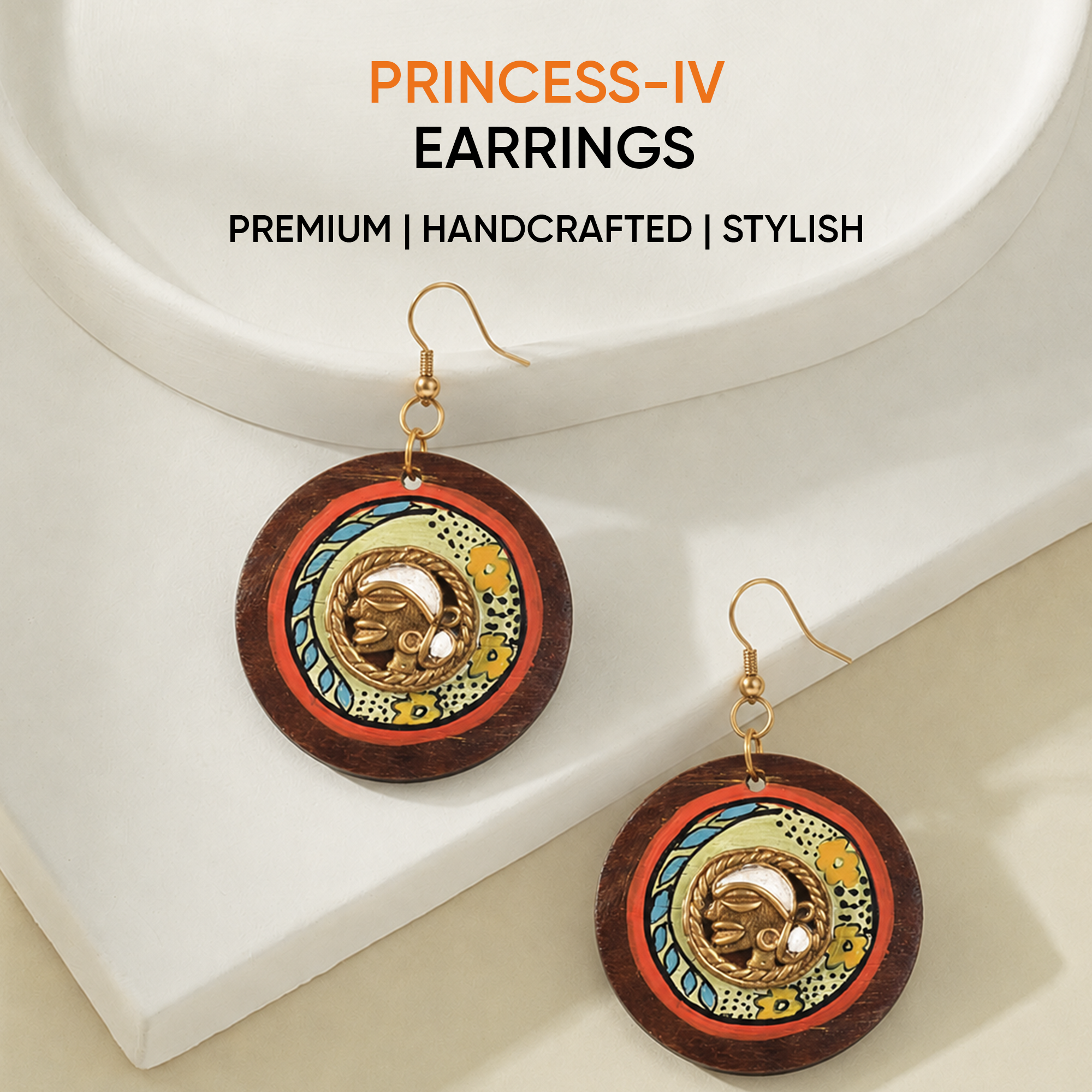 Princess-IV' Handcrafted Tribal Wooden Earrings