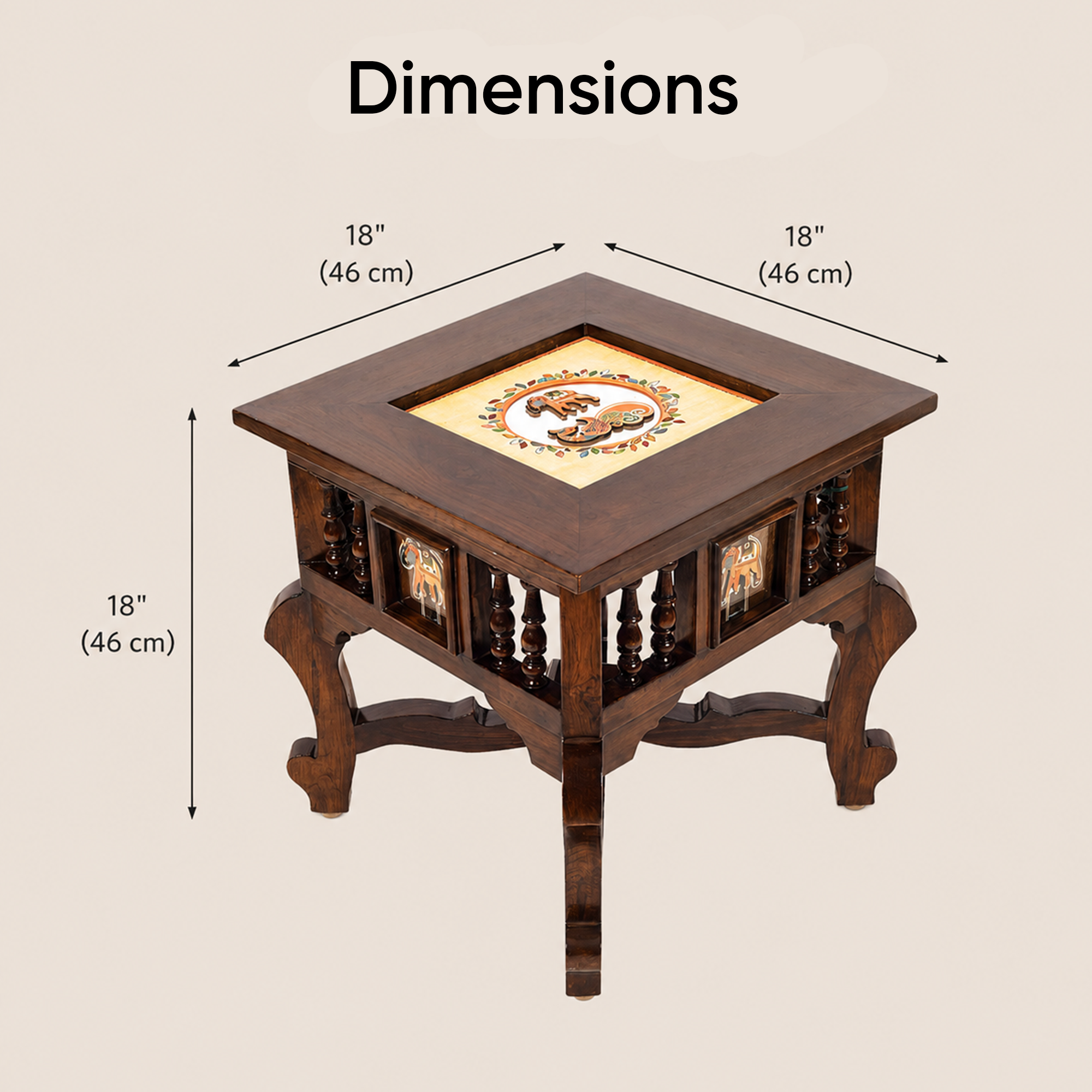 Mahi Bedside Table with Oriental Legs in Teakwood with Walnut Matte Finish
