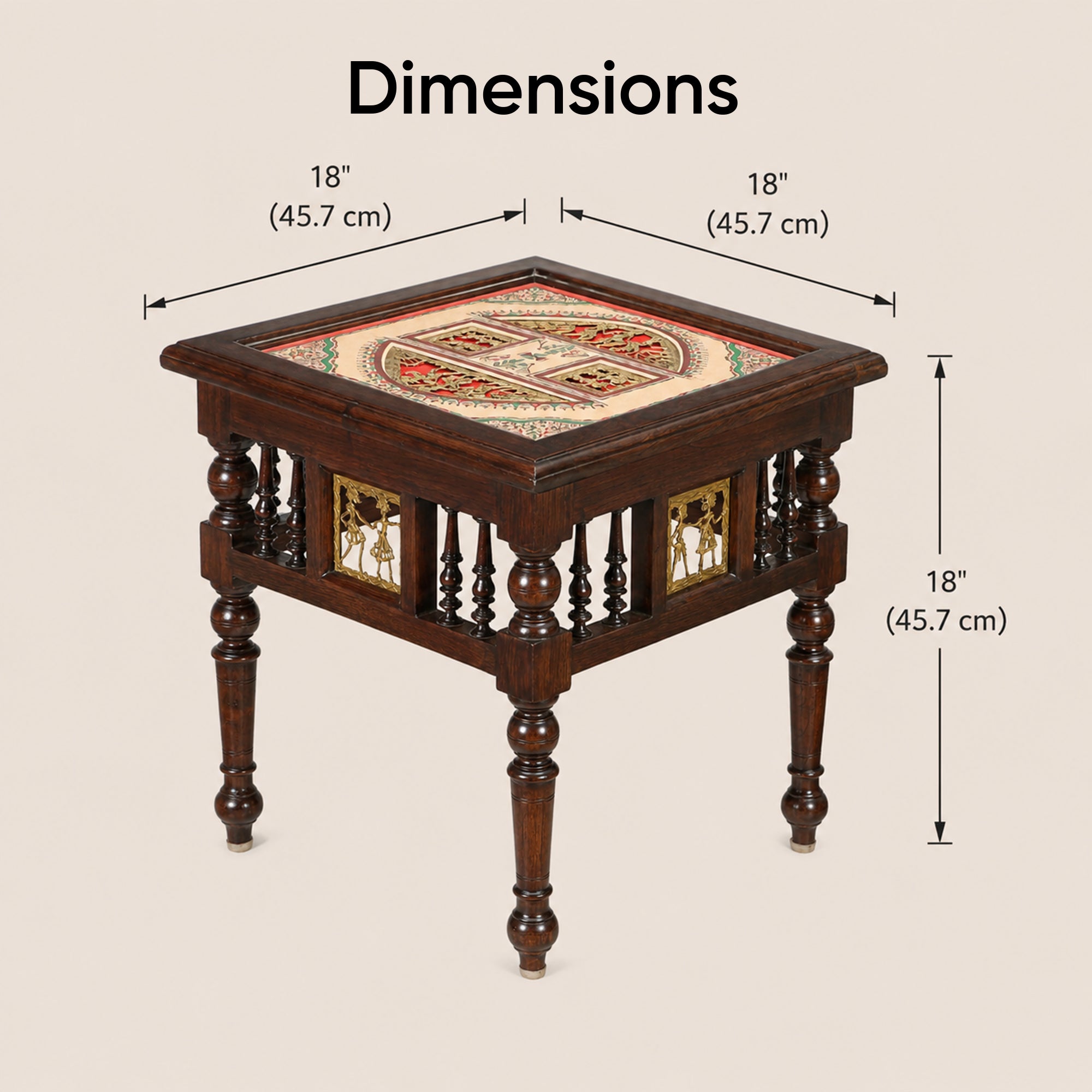 Soho Bedside Table in Teakwood with Walnut Finish (18x18x18)