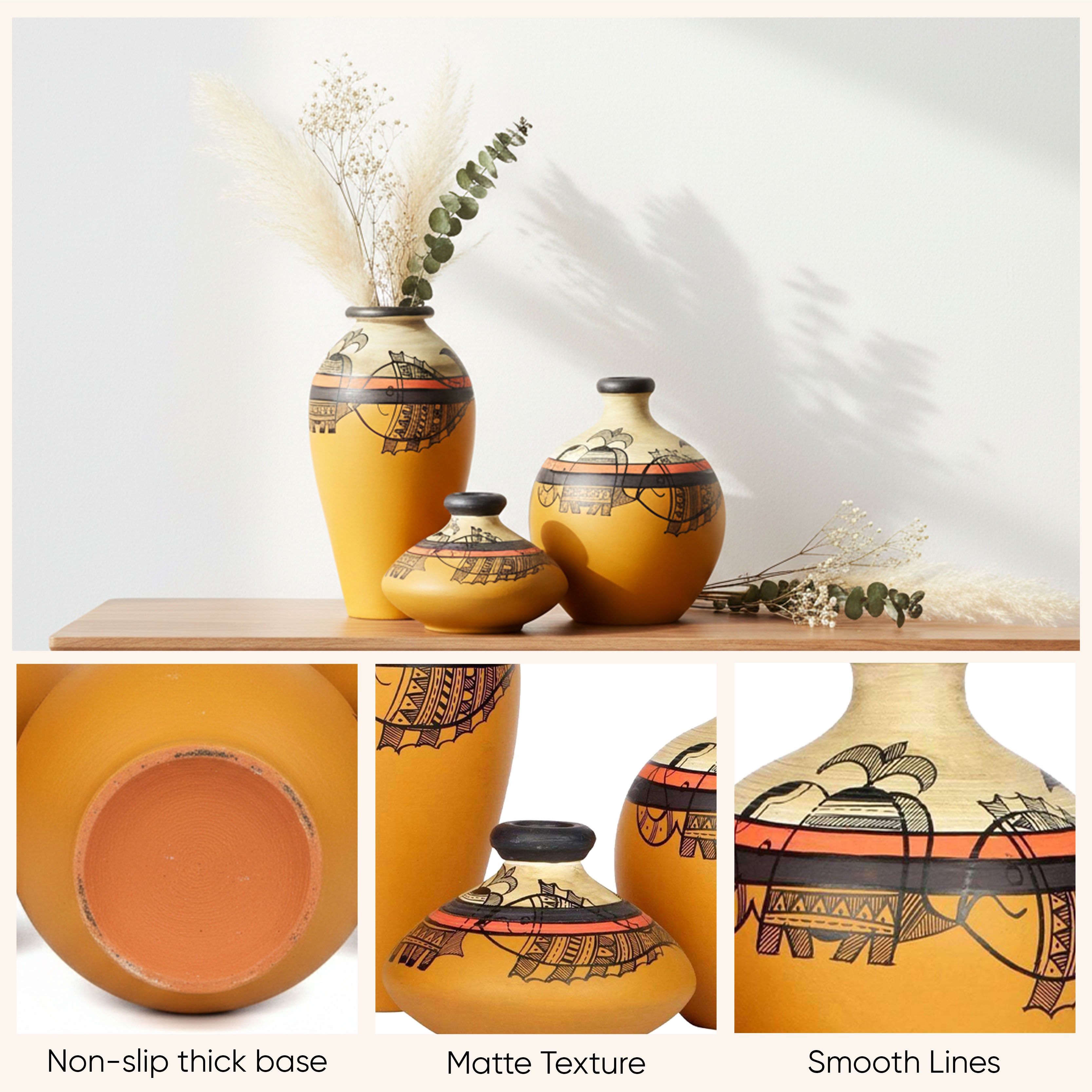 Mithila Terracotta Vases  (Set of 3) 4.4/5/7