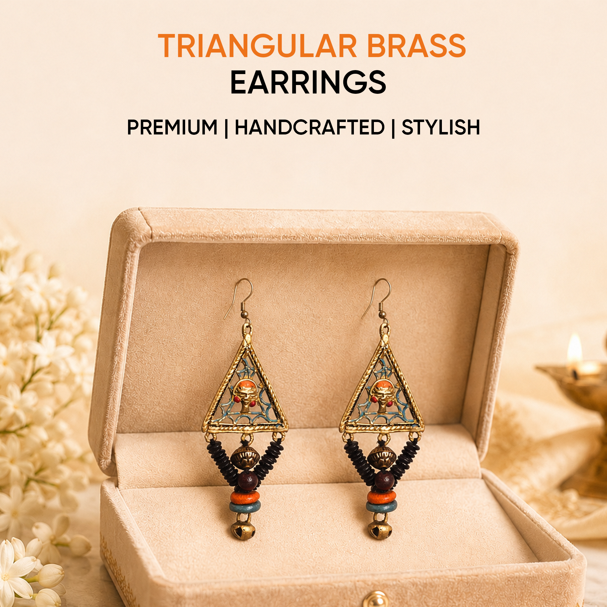 Geometric Elegance: Triangular Brass Earrings