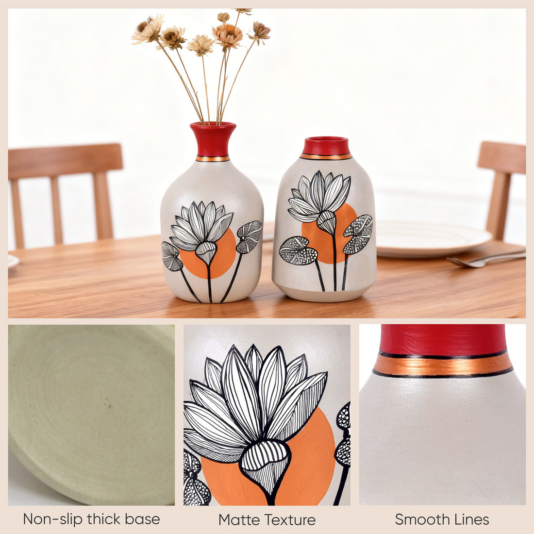 Scarlet Bloom Terracotta Vases S02 (4x7/4.5x7)