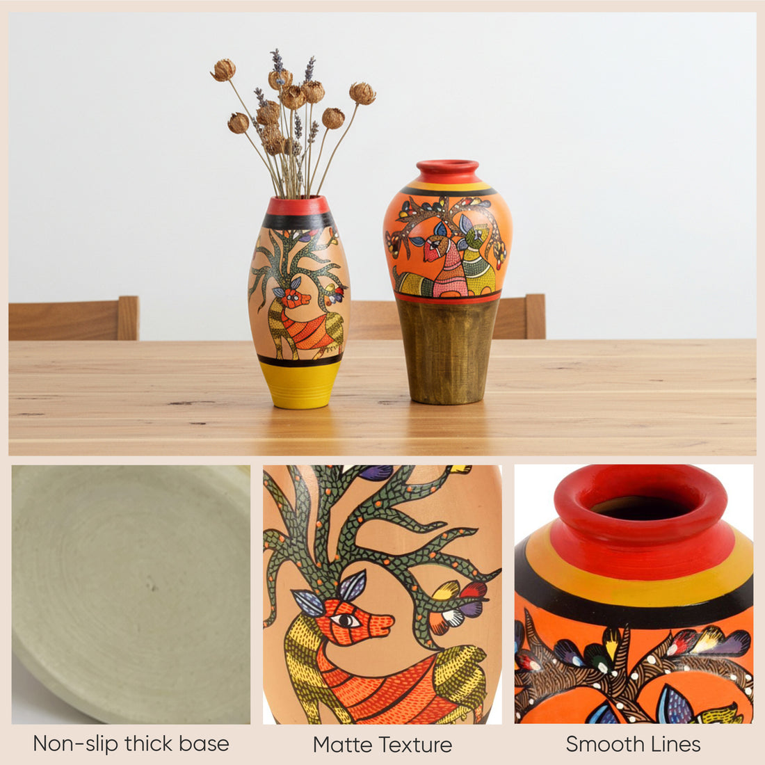 Heard of Deers Terracotta Vase Set of 2