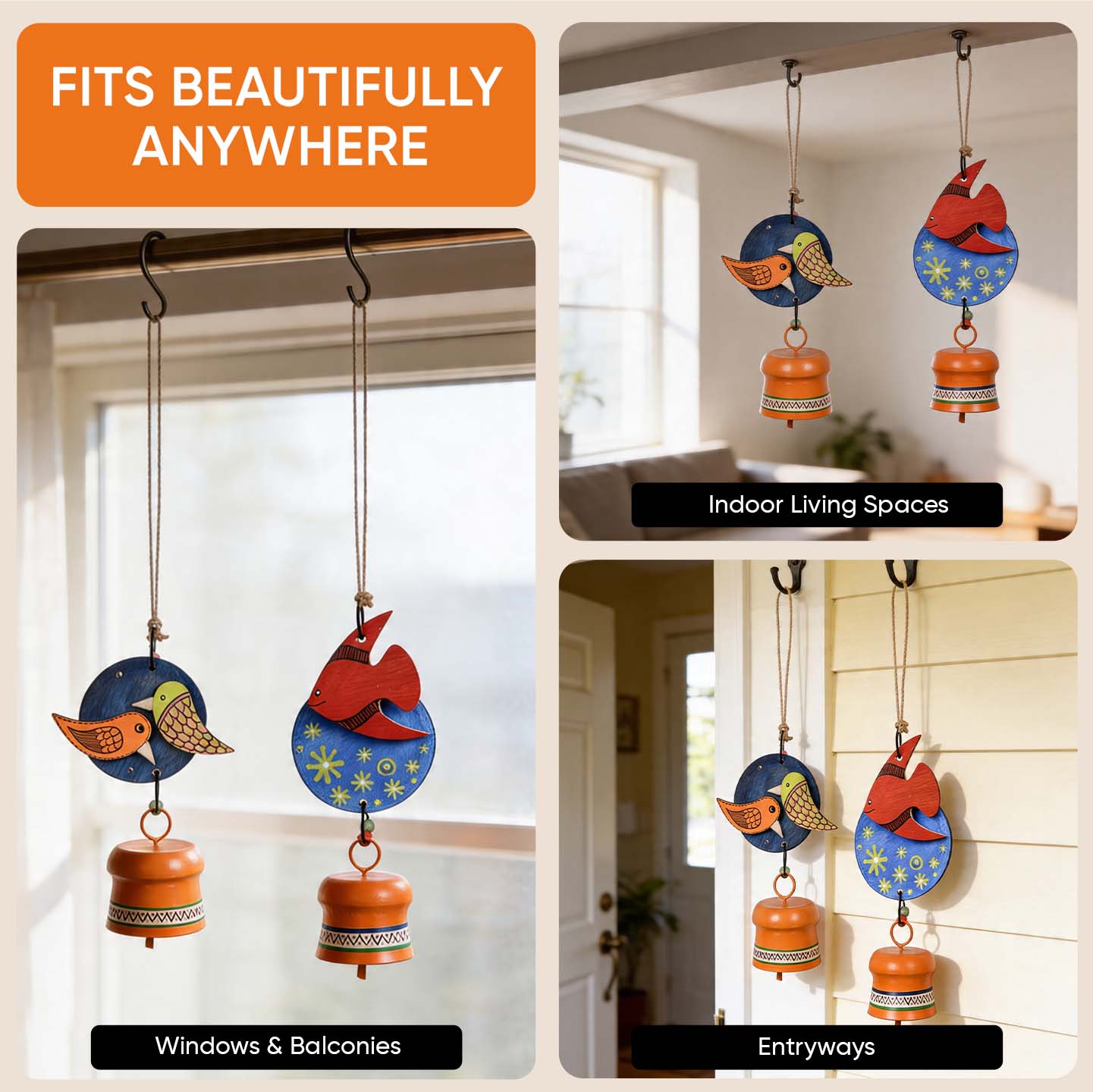 Celestial Harmony Bird & Fish Wind Chime Set