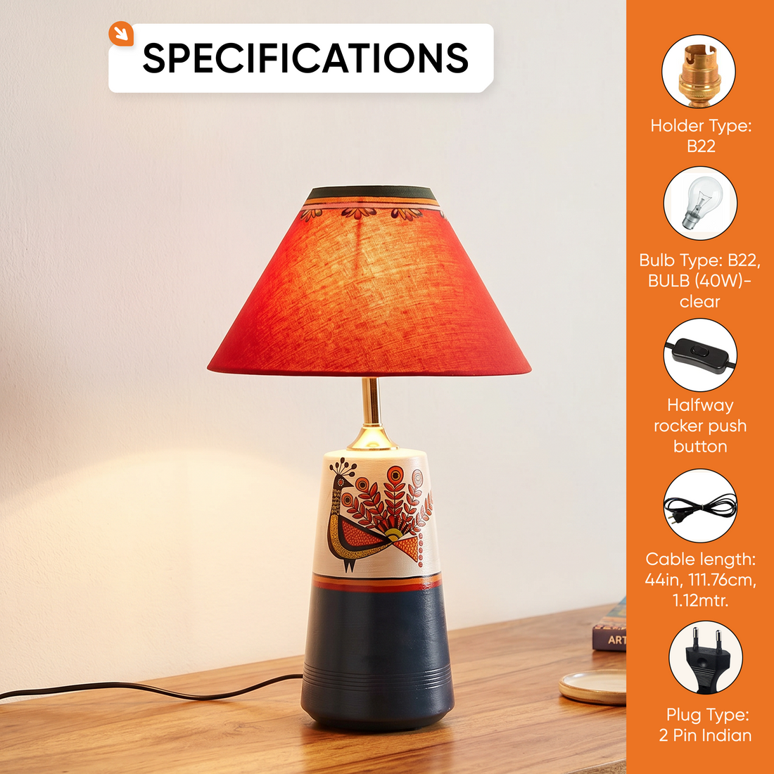 Dancing Peacock Pyramid Table Lamp