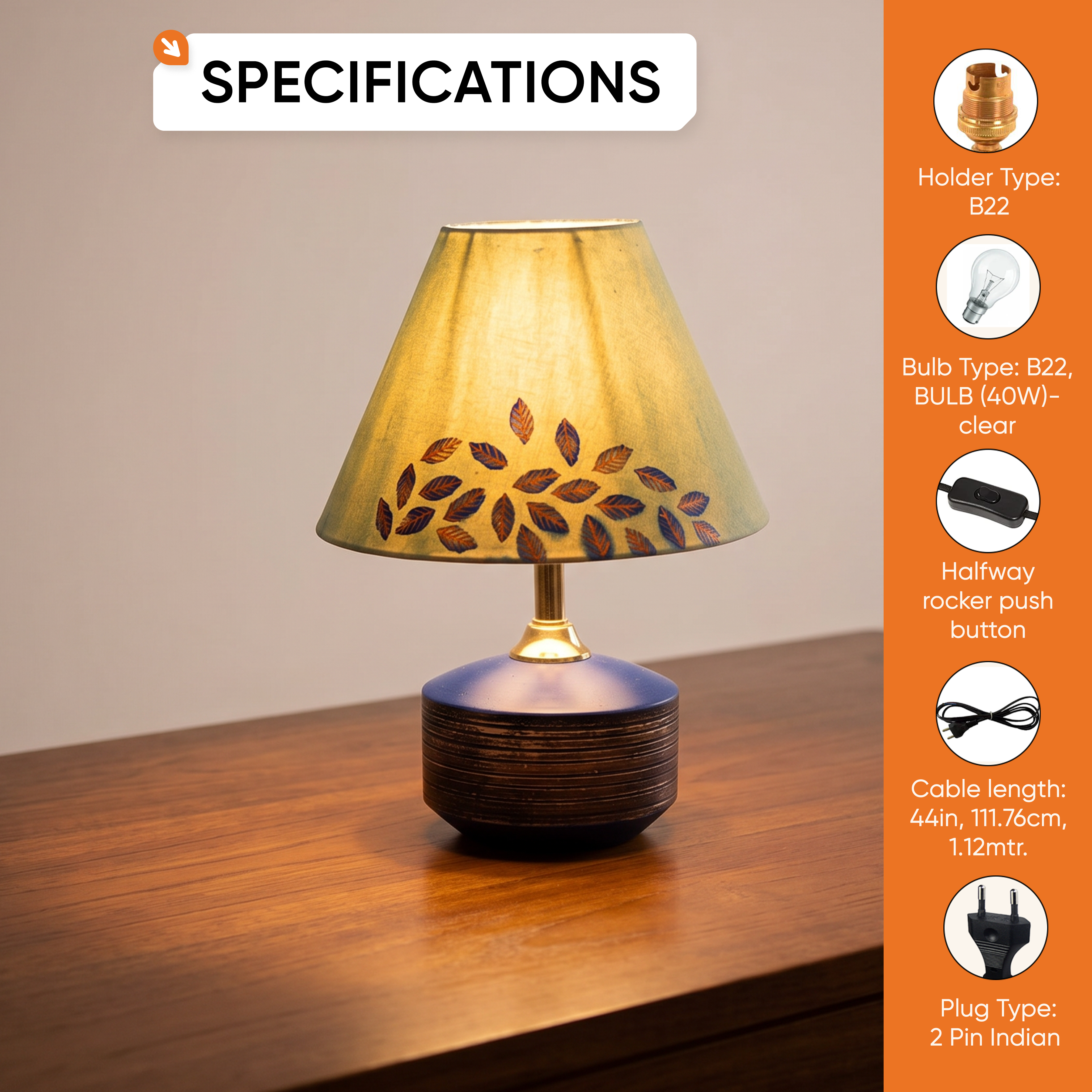 Ocean Mist Terracotta Table Lampshade ( 8x8x12)