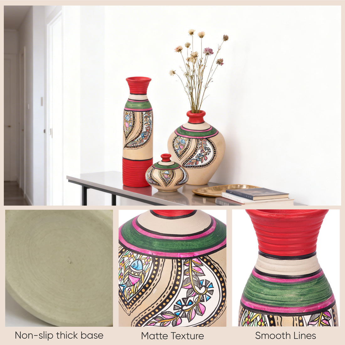 Salina Vases-Hand painted with Warli Art-So3