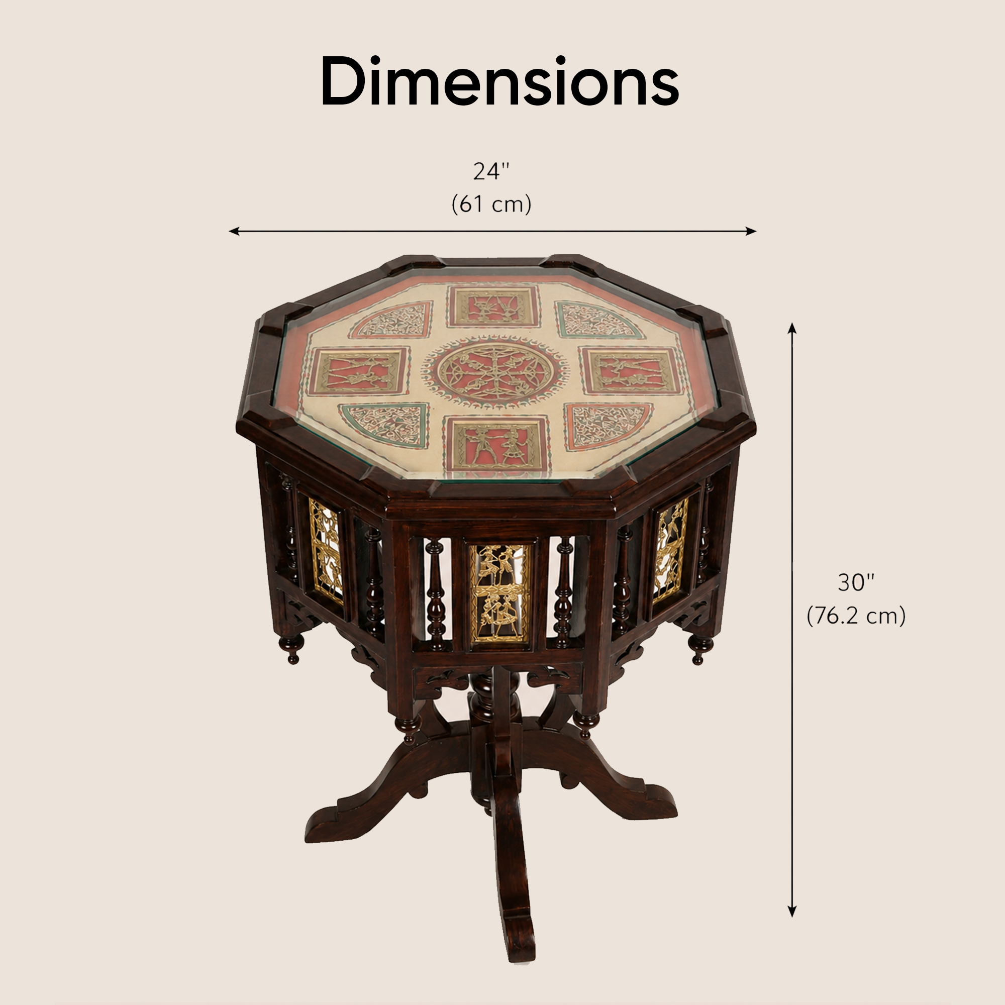 Kara Pillar Table in Teakwood with Walnut Finish (24x24x30)