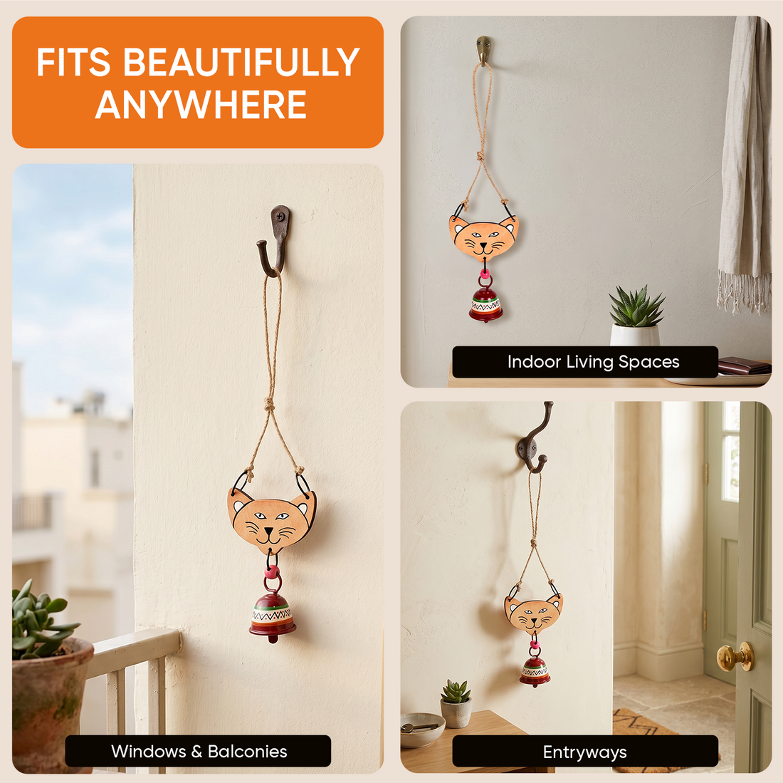 Pink Panther Wind Chimes with Metal Bell for Outdoor Hanging and Home Decoration