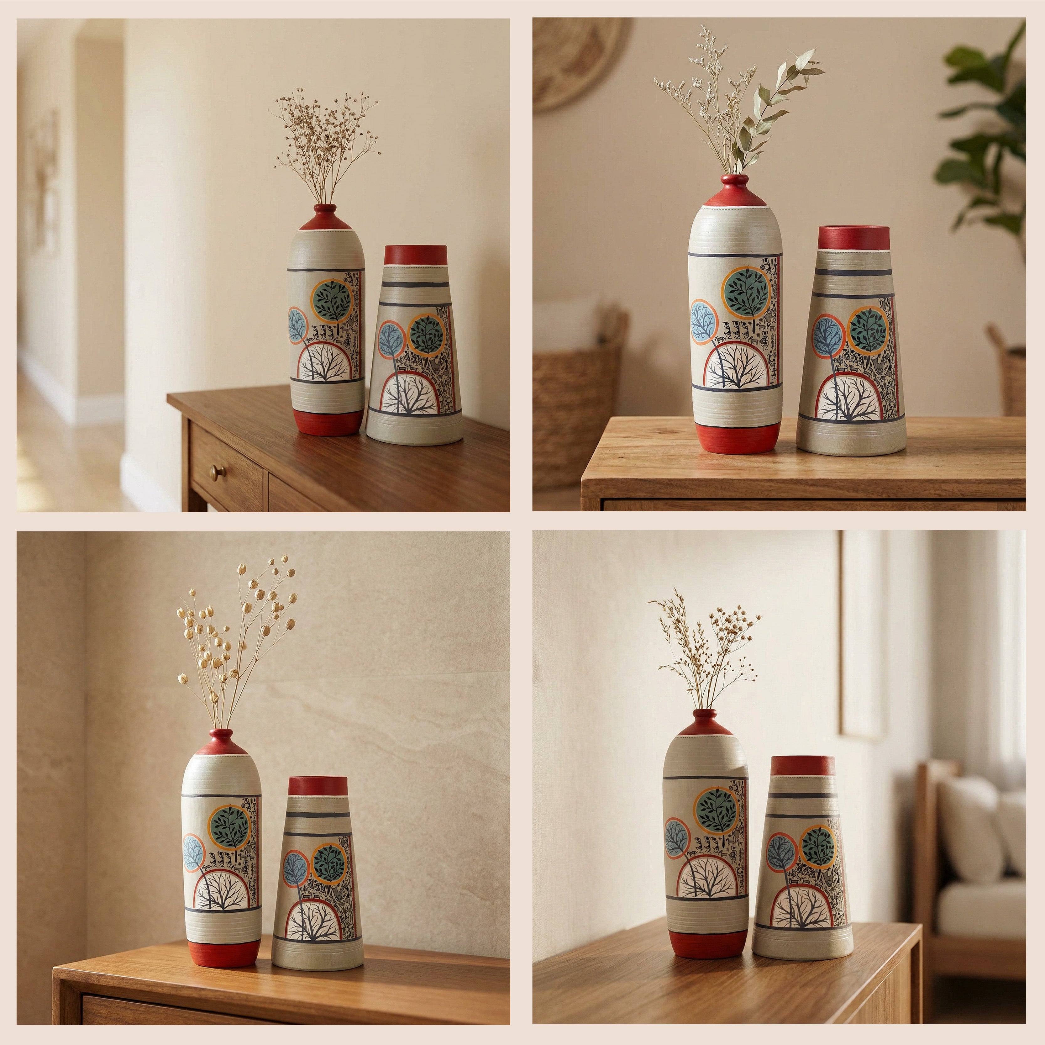 Redwood Groove Terracotta Vases S02 (4x11.5/5x9.5)