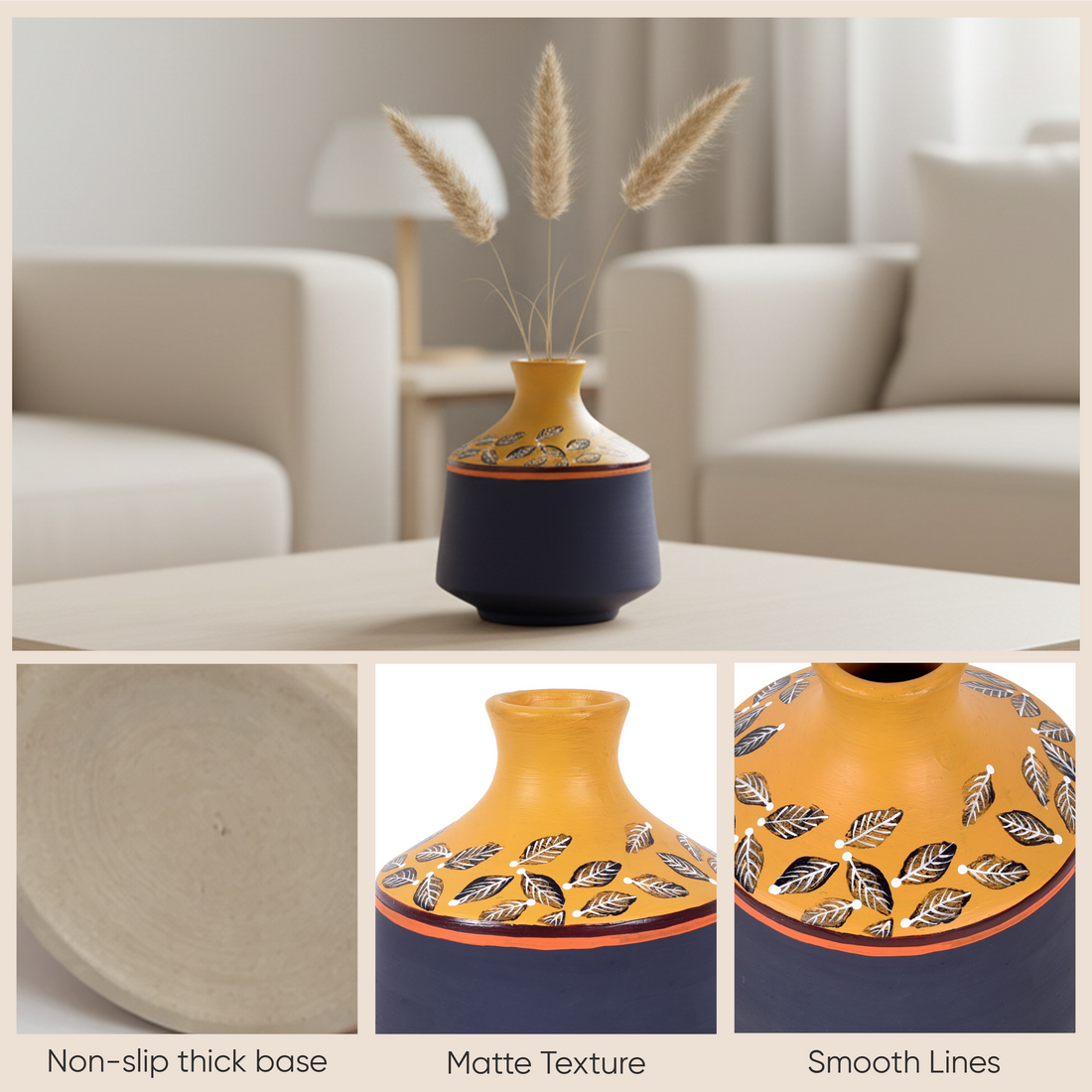 Midnight Sunflower Terracotta Cone Vase (5x5x6)